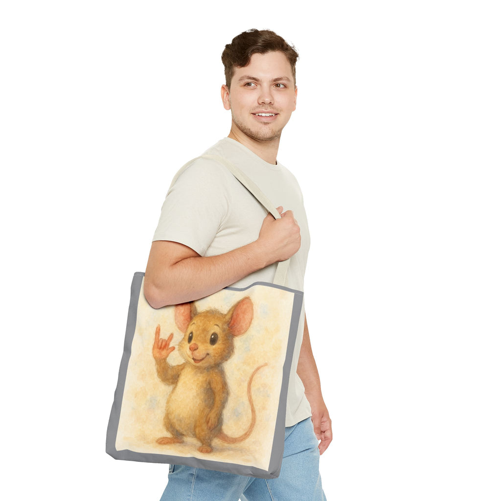 Tote Bag - Mouse 3 I Love You, Cute Animal Print, Carry-All Shoulder Bag, Reusable Shopping Tote, Gift for Animal Lovers