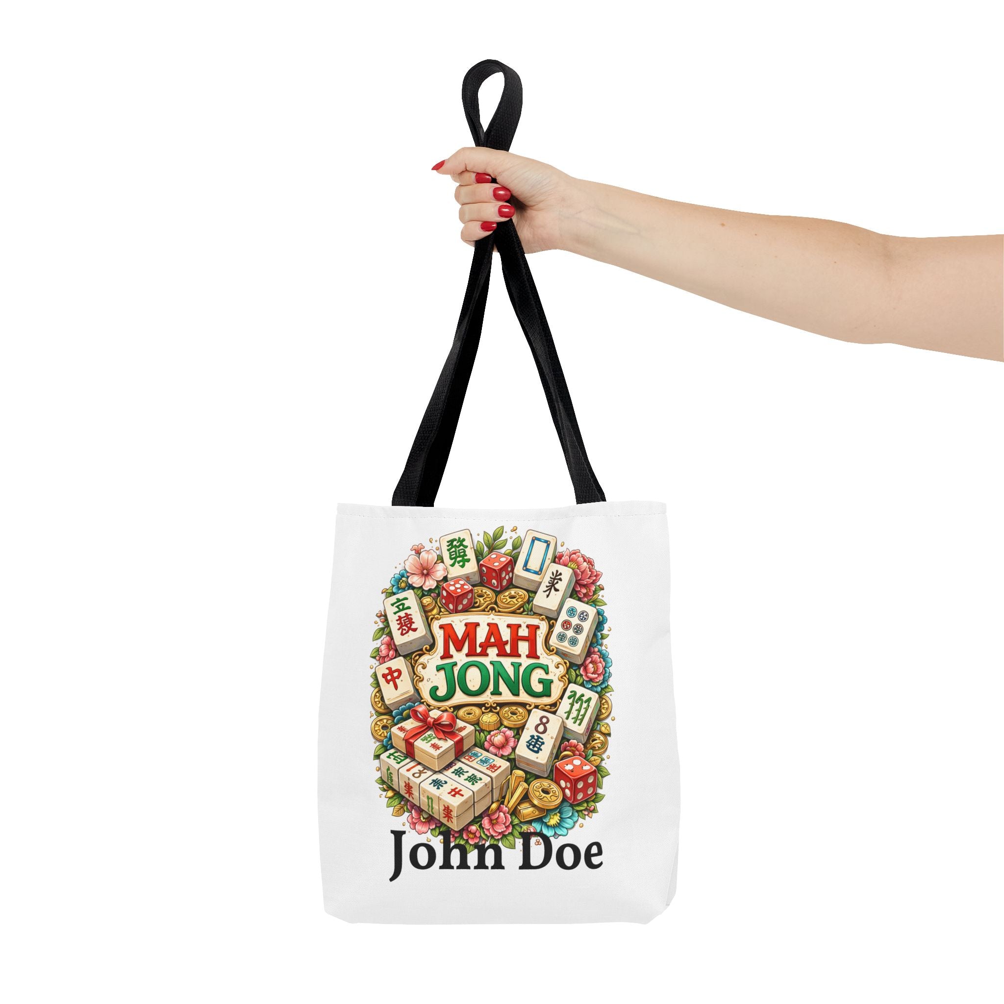 Personalize White Mahjong Tiles Tote Bag | All-Over Print Tote