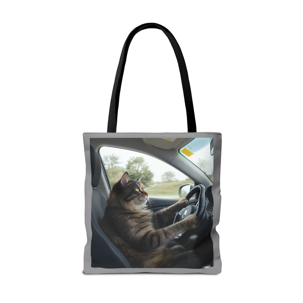 Cat in Car 2 Tote Bag, Cat Lover Gift, Animal Print Grocery Bag, Cute Kitten Shoulder Bag, Cat Lady Purse