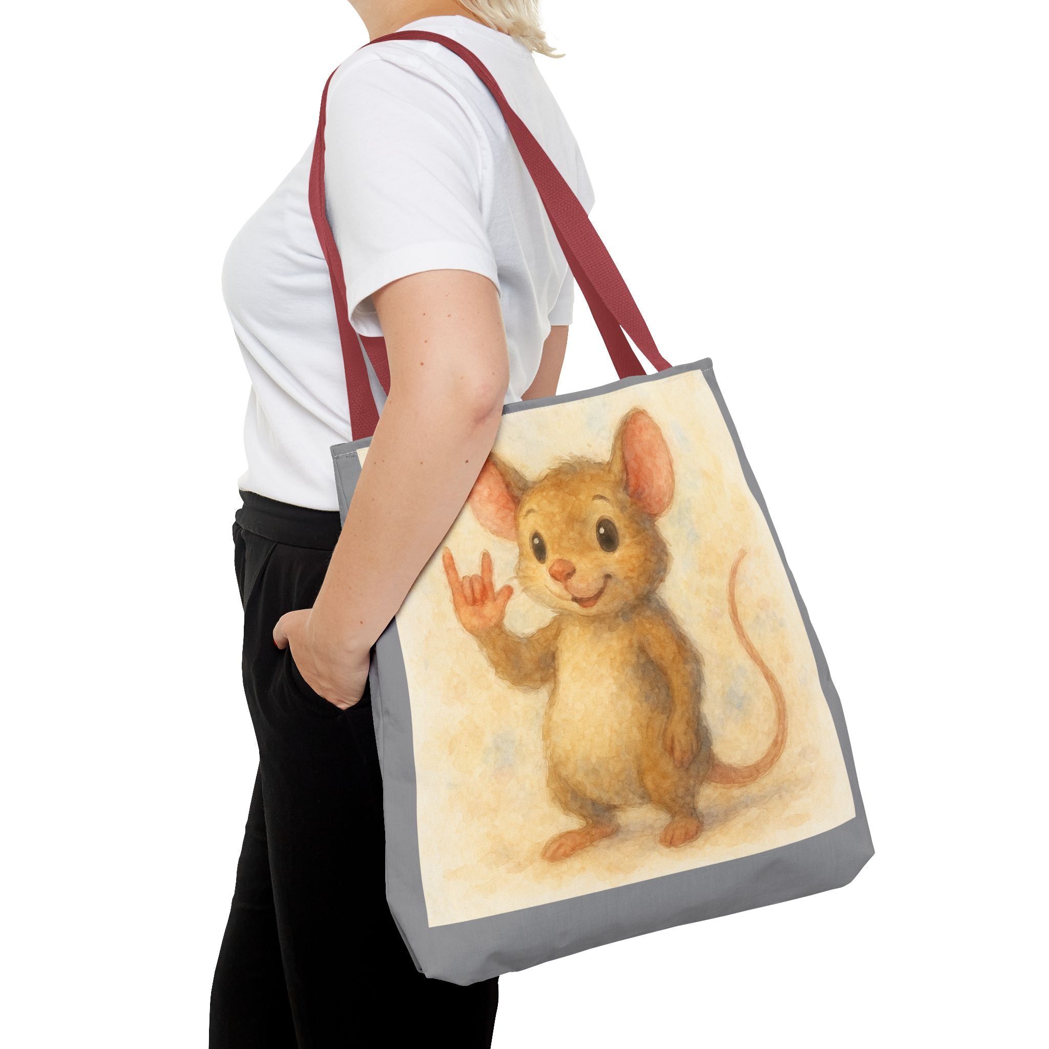 Tote Bag - Mouse 3 I Love You, Cute Animal Print, Carry-All Shoulder Bag, Reusable Shopping Tote, Gift for Animal Lovers