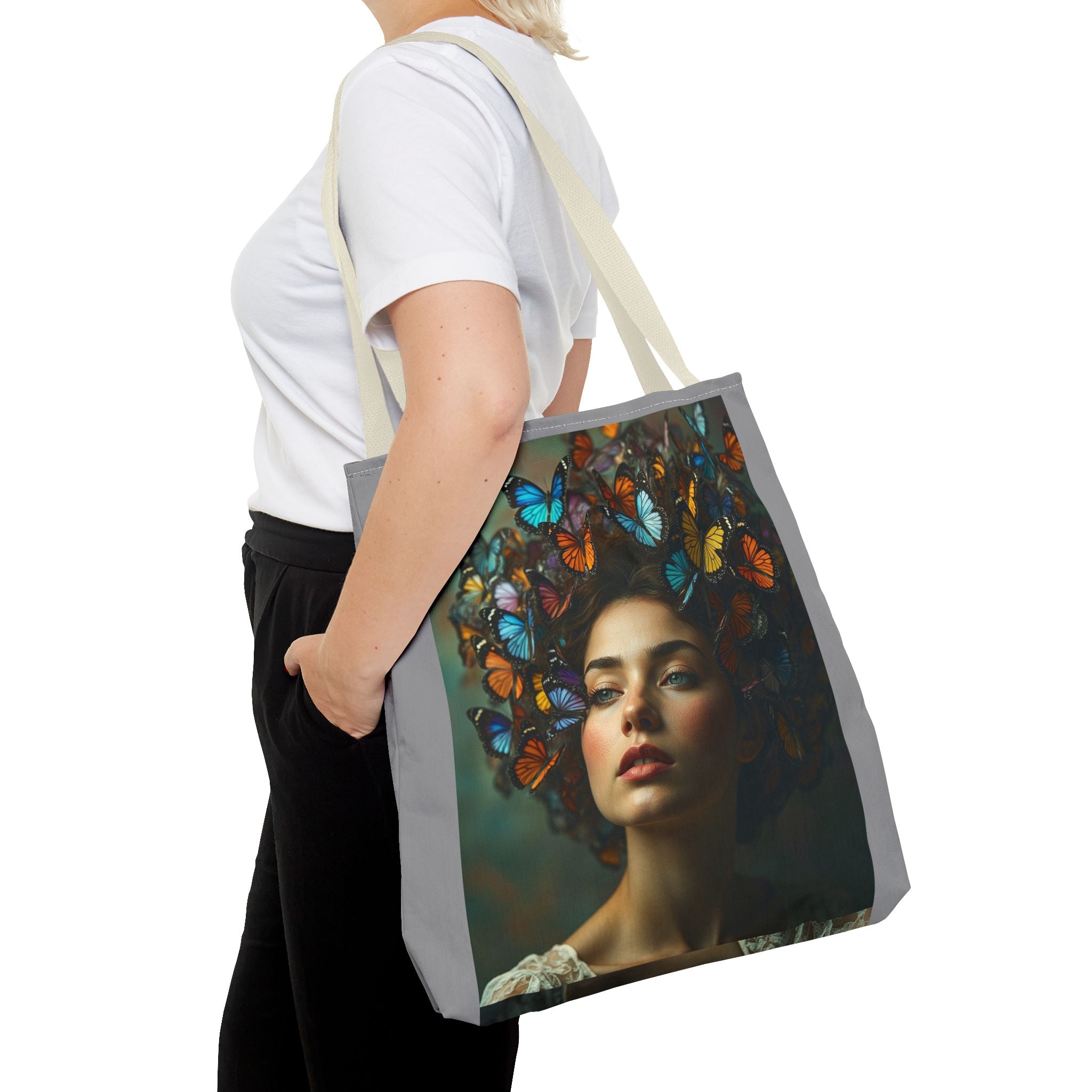 Tote Bag - Butterfly Hair, Carry-All Shoulder Bag, Reusable Shopping Tote, Gift for Animal Lovers