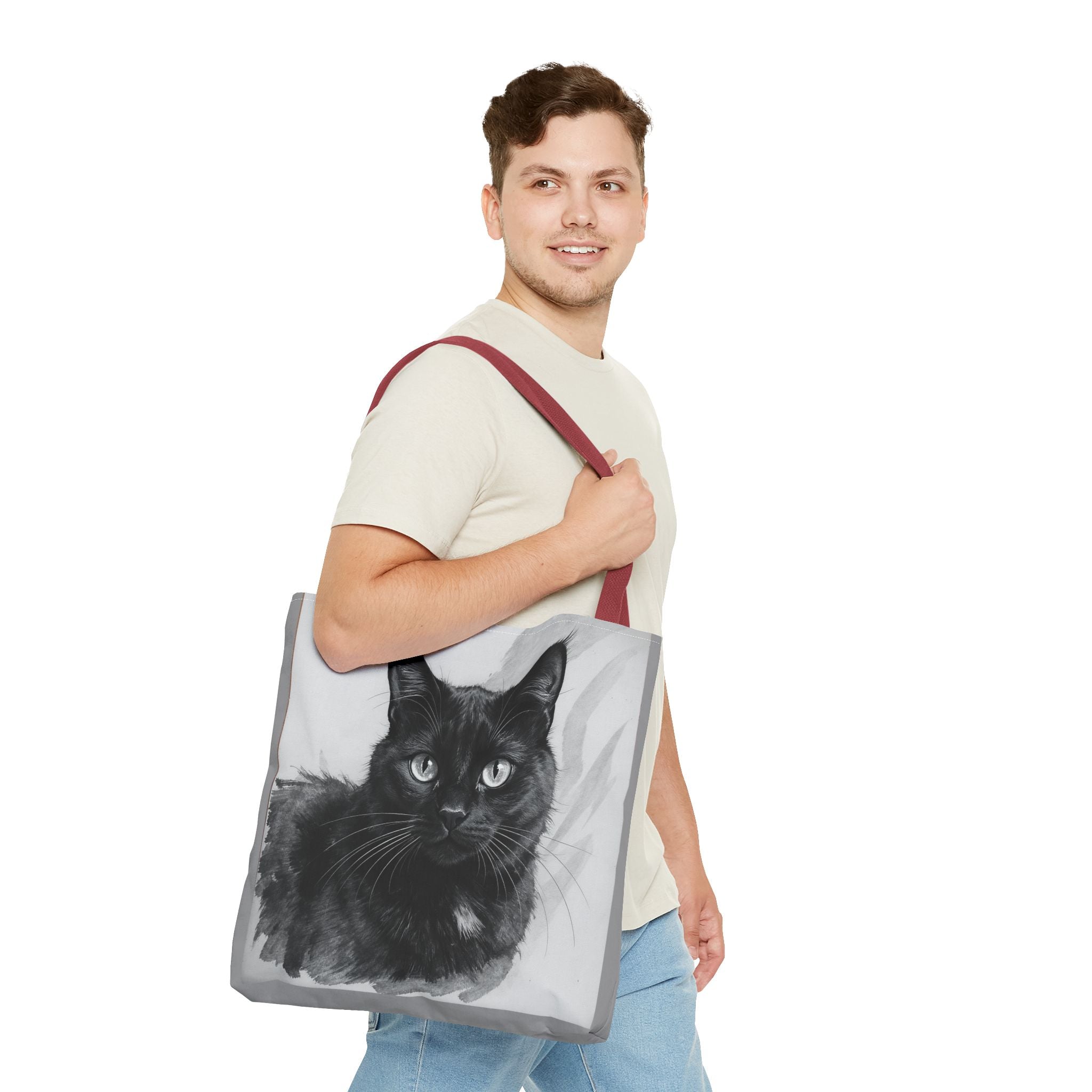 Tote Bag - Charcoal Cat, Carry-All Shoulder Bag, Reusable Shopping Tote, Gift for Animal Lovers