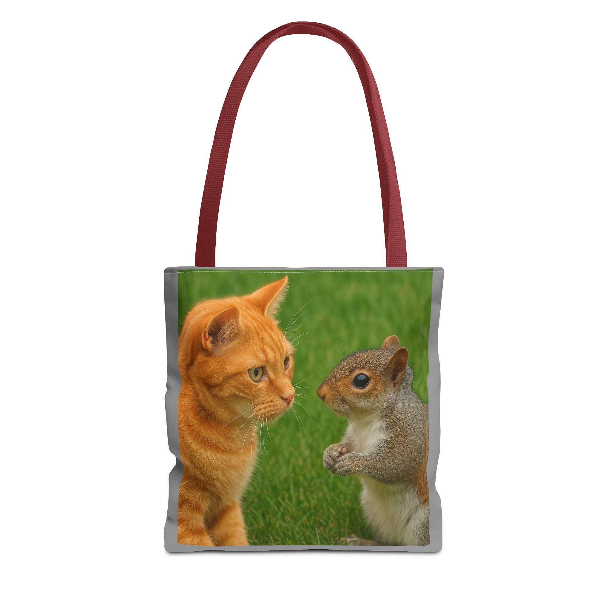 Cat and Squirrel 2 Tote Bag - Cute Animal Print Shopping Bag, Eco-Friendly Reusable Grocery Bag, Gift for Animal Lovers, Nature Tote,