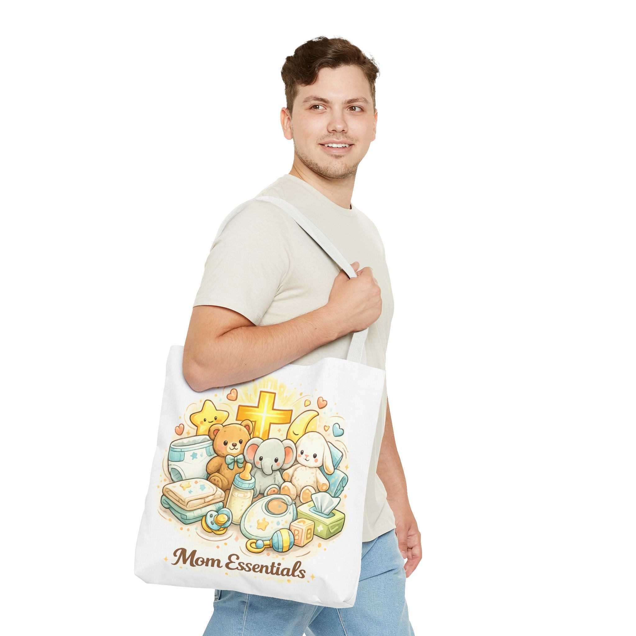 Mom Essentials White Tote Bag | All-Over Print Tote