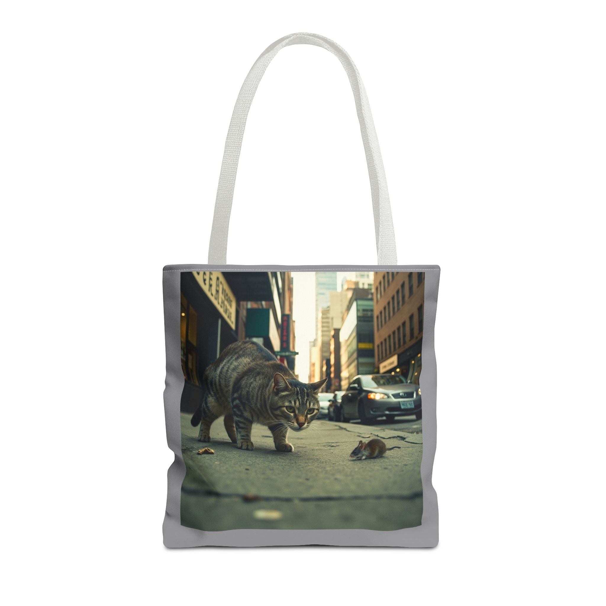 Cat and Mouse Tote Bag, Kitty Tote, Animal Print Bag, Cute Carryall, Canvas Shoulder Bag, Cat Lover Gift