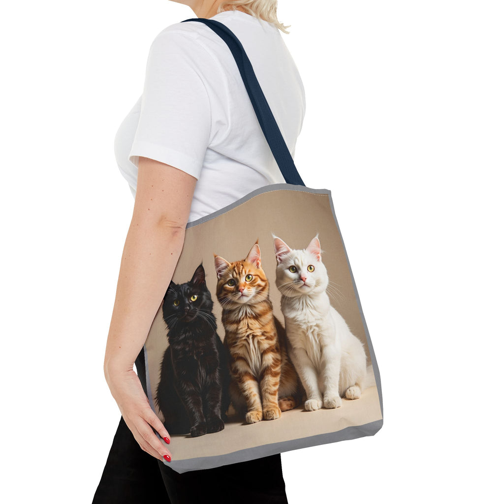 Tote Bag - Three Sitting Cats, Carry-All Shoulder Bag, Reusable Shopping Tote, Gift for Animal Lovers