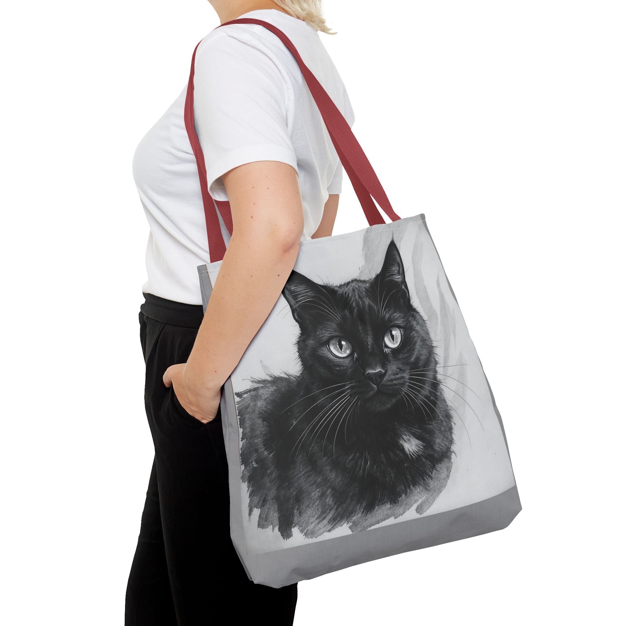 Tote Bag - Charcoal Cat, Carry-All Shoulder Bag, Reusable Shopping Tote, Gift for Animal Lovers