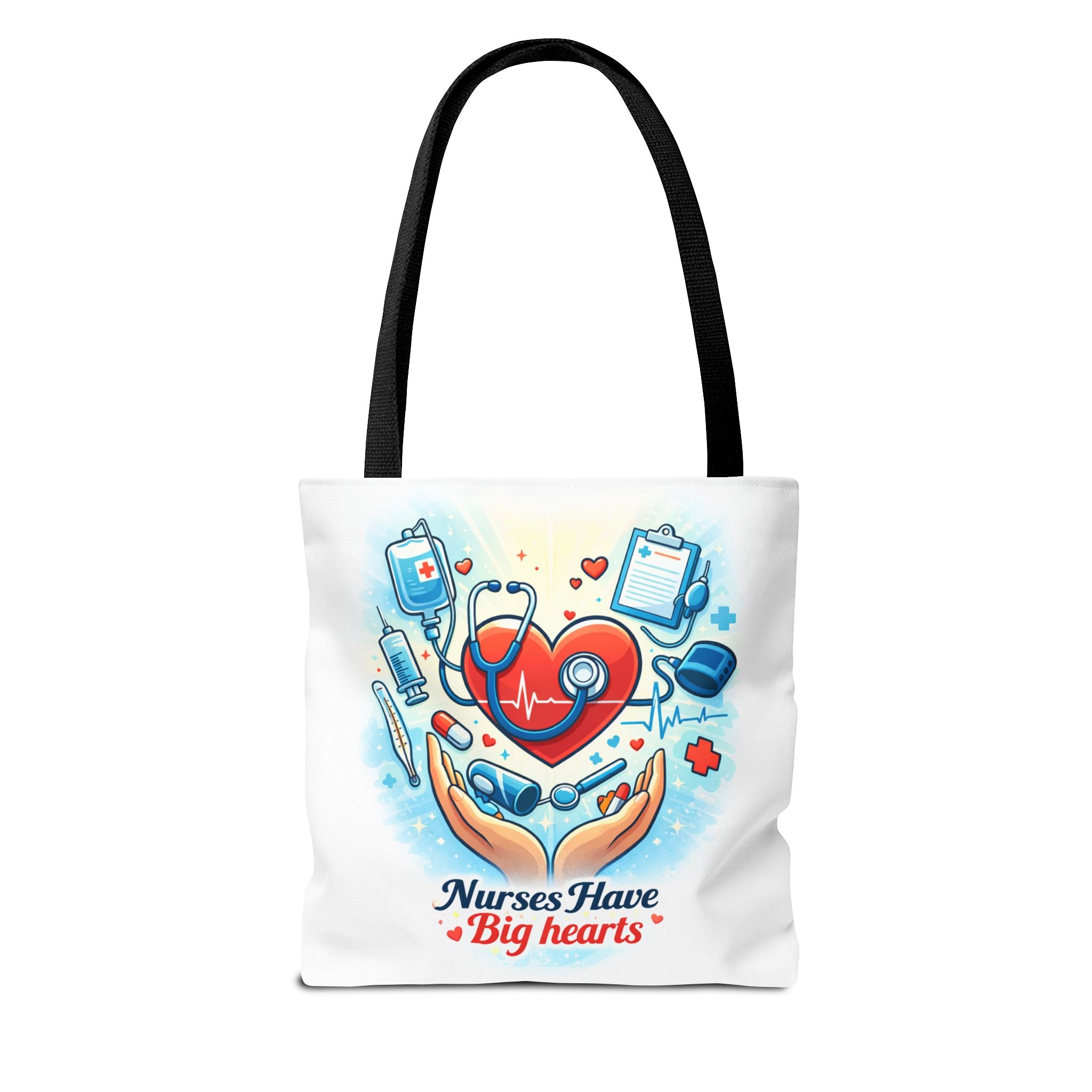 Nurses Have Big Hearts White Tote Bag | All-Over Print Tote