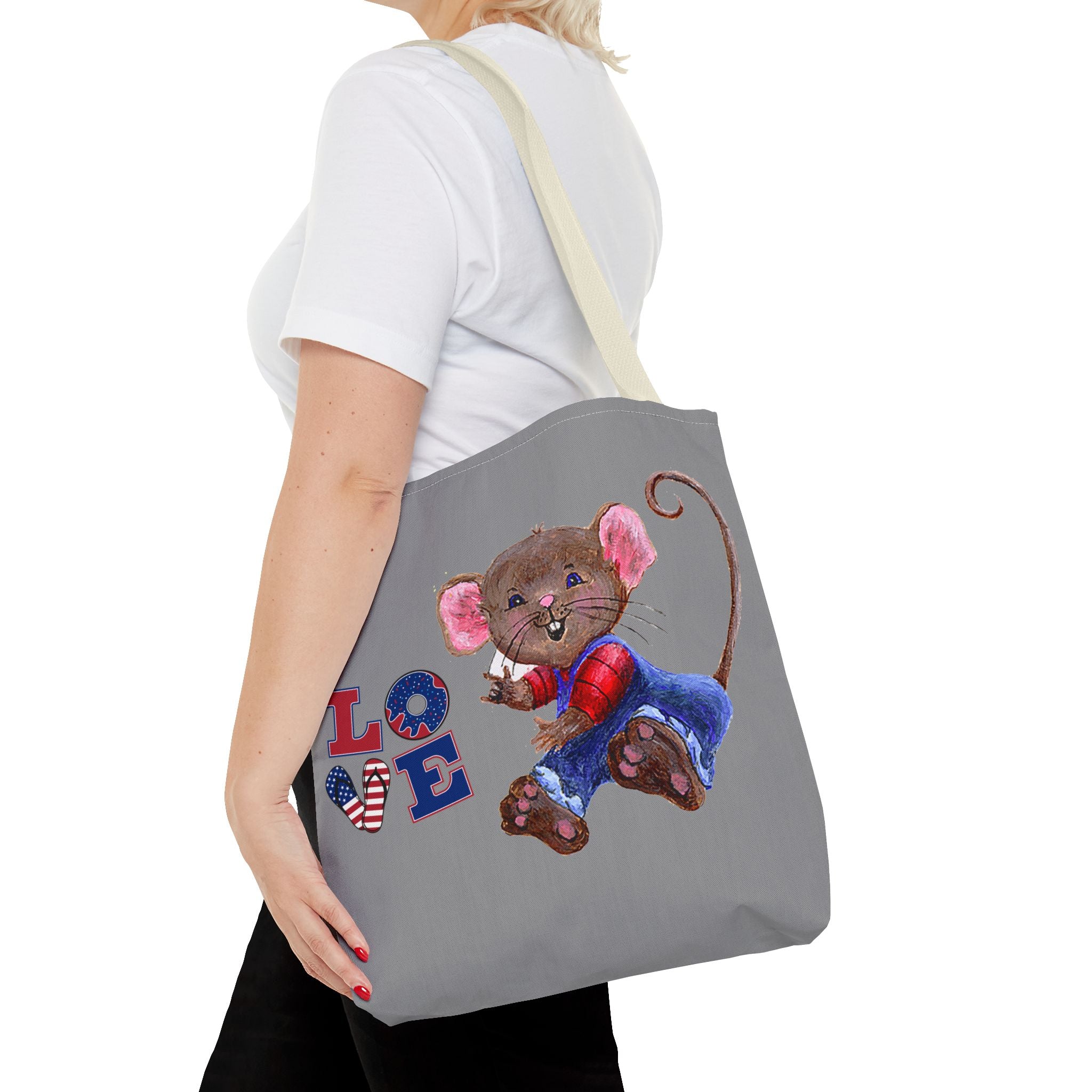 I Love You Mouse Patriotic LOVE Tote Bag | Mouse 2 | All-Over Print
