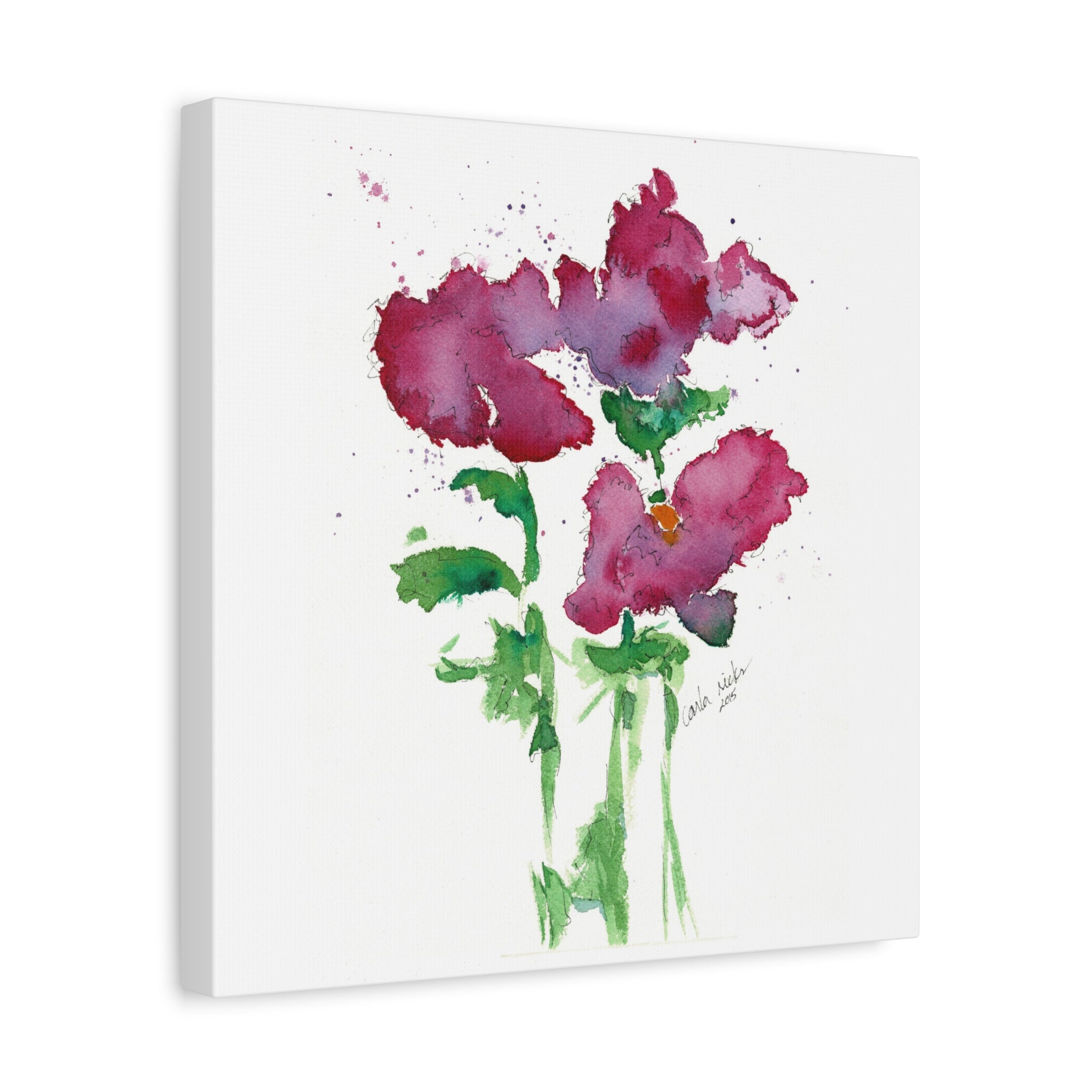 Canvas Print, Handpainted Watercolor Abstract Pink Flowers, Stretched Wall Art, Home Decor, Floral Artwork, Gift Idea