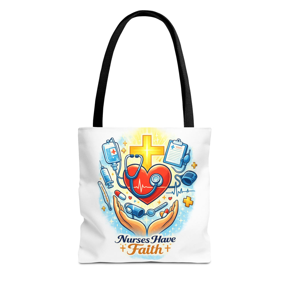Nurses Have Faith White Tote Bag | All-Over Print Tote