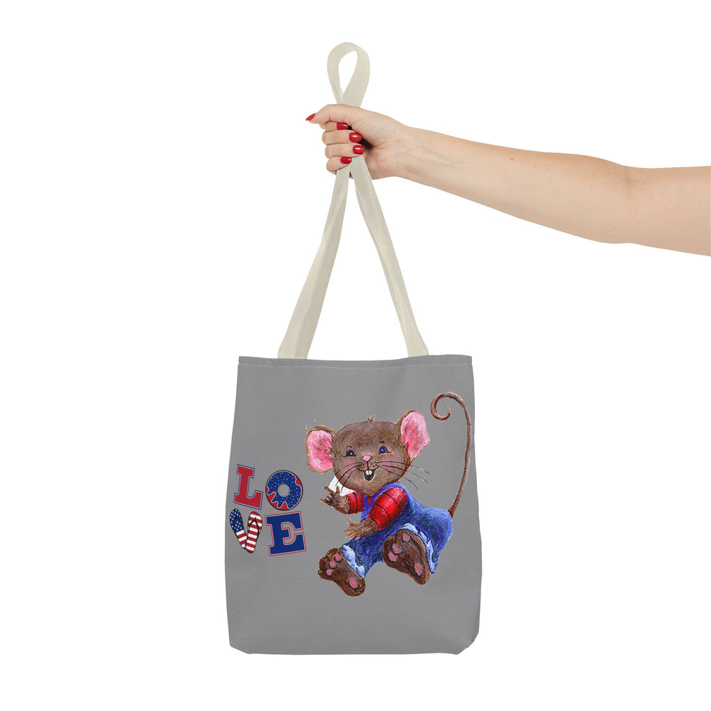 I Love You Mouse Patriotic LOVE Tote Bag | Mouse 2 | All-Over Print