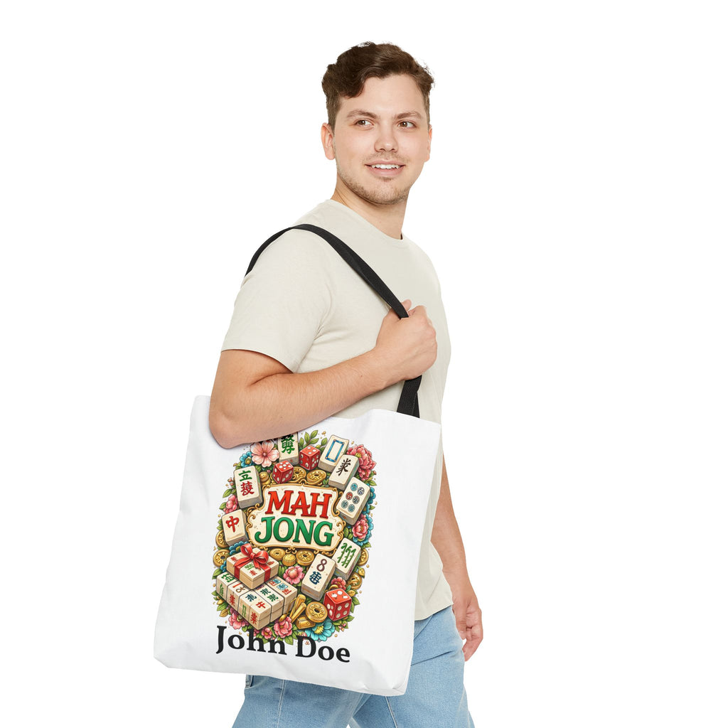 Personalize White Mahjong Tiles Tote Bag | All-Over Print Tote