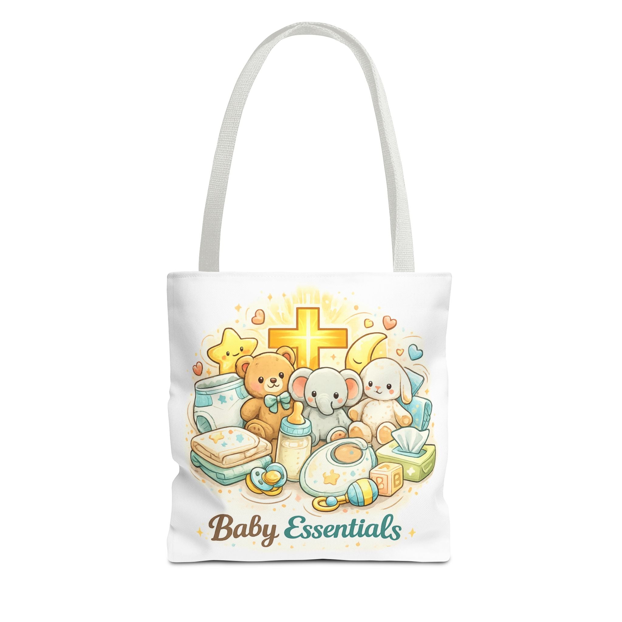 Baby Essentials White Tote Bag | All-Over Print Tote