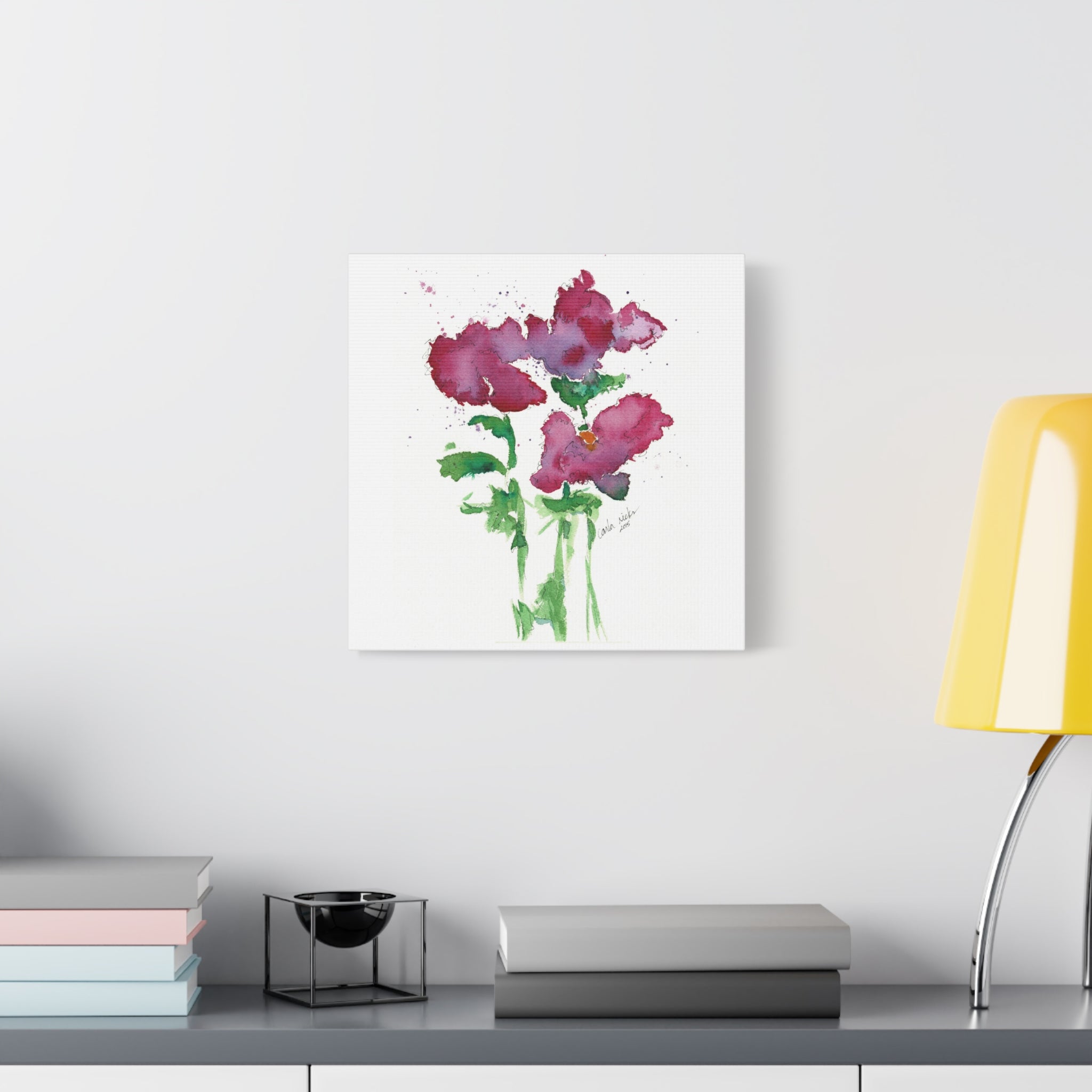 Canvas Print, Handpainted Watercolor Abstract Pink Flowers, Stretched Wall Art, Home Decor, Floral Artwork, Gift Idea