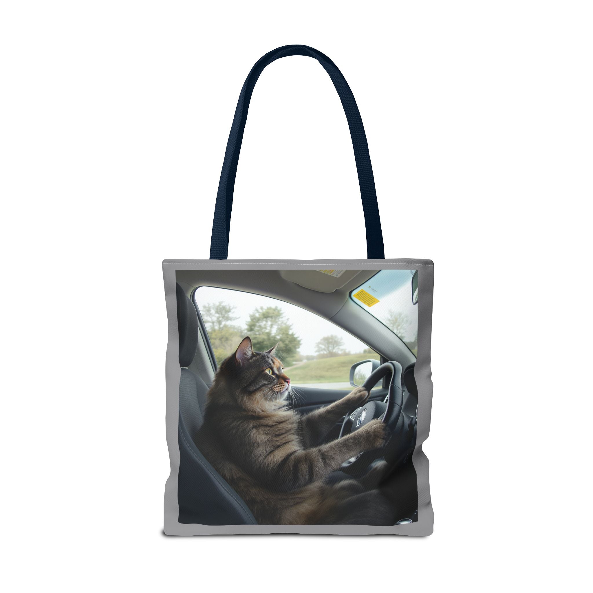 Cat in Car 2 Tote Bag, Cat Lover Gift, Animal Print Grocery Bag, Cute Kitten Shoulder Bag, Cat Lady Purse