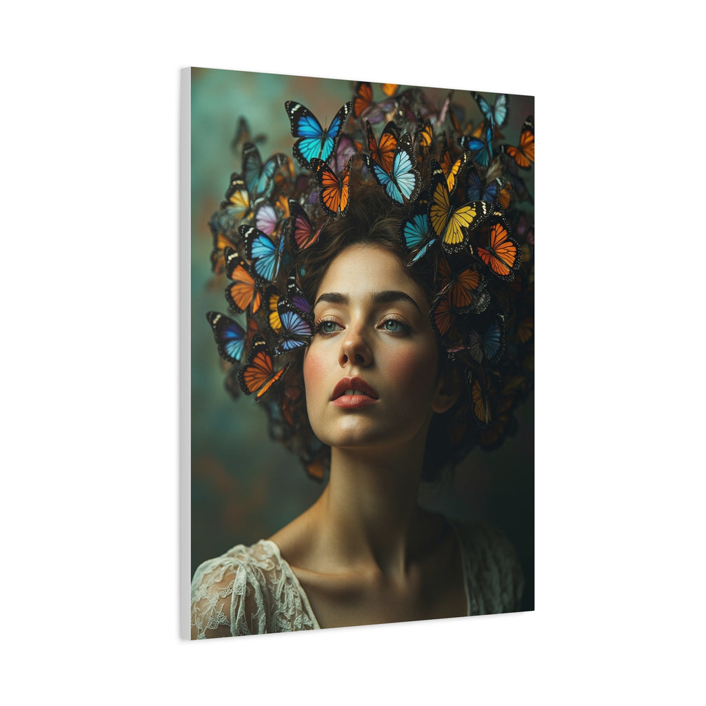 Stretched Canvas, Butterfly Hair Wall Art, Butterfly Lover Gift, Matte Canvas Print, Butterfly Decor, Nature Artwork