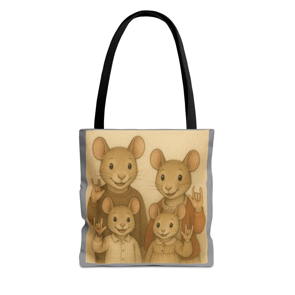 Tote Bag - Mouse Family I Love You, Cute Animal Print, Carry-All Shoulder Bag, Reusable Shopping Tote, Gift for Animal Lovers