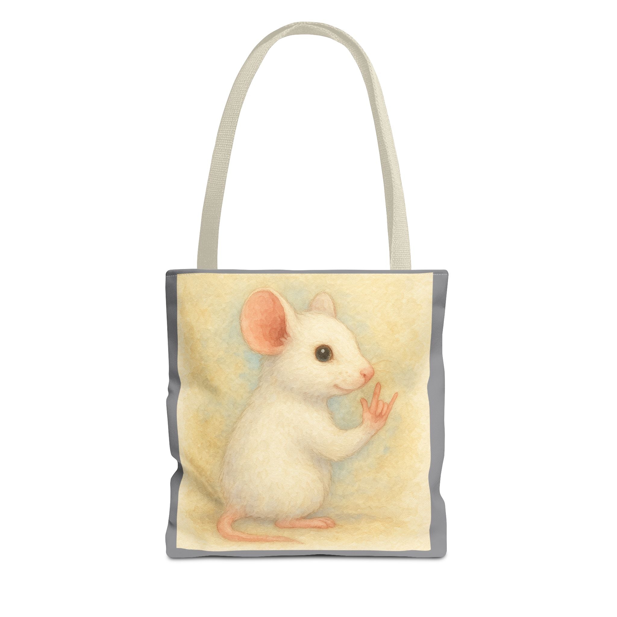 Tote Bag - White Mouse I Love You, Cute Animal Print, Carry-All Shoulder Bag, Reusable Shopping Tote, Gift for Animal Lovers