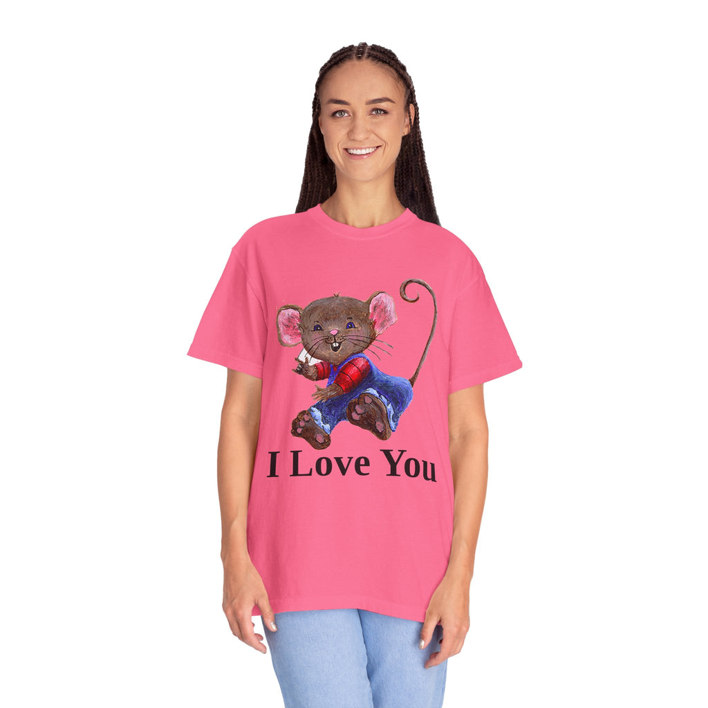 I Love You Mouse Version 2 Unisex T-shirt, Apparel, Clothing, Cute Mouse Tee, Christian Gift, Casual Top