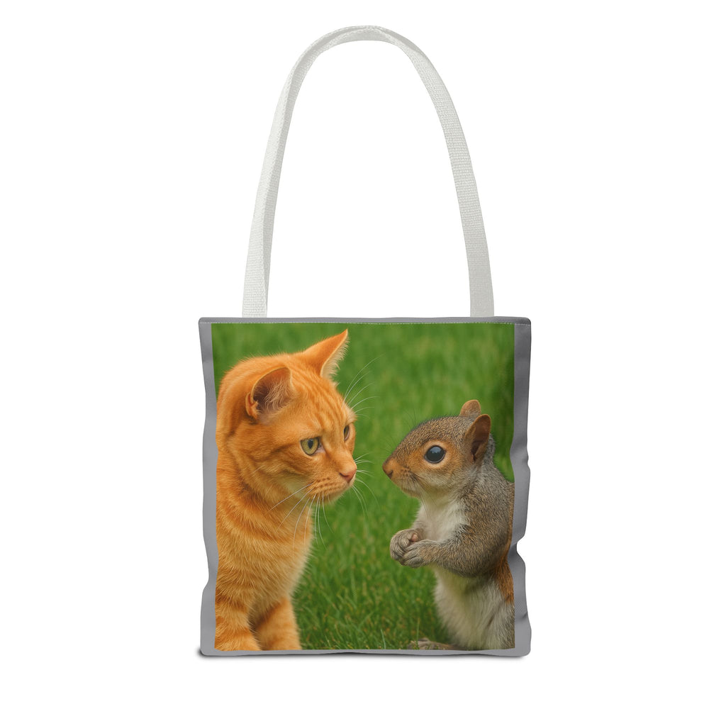 Cat and Squirrel 2 Tote Bag - Cute Animal Print Shopping Bag, Eco-Friendly Reusable Grocery Bag, Gift for Animal Lovers, Nature Tote,