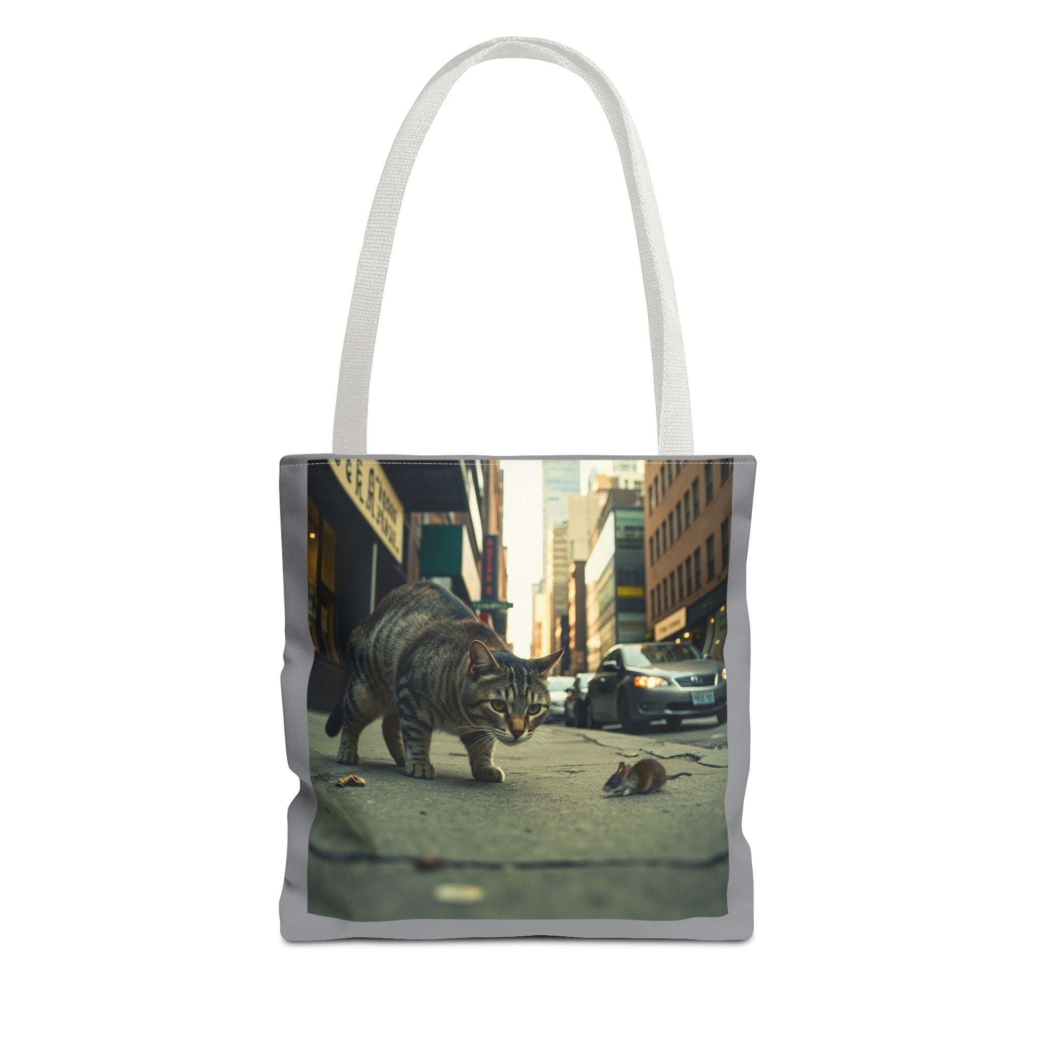 Cat and Mouse Tote Bag, Kitty Tote, Animal Print Bag, Cute Carryall, Canvas Shoulder Bag, Cat Lover Gift