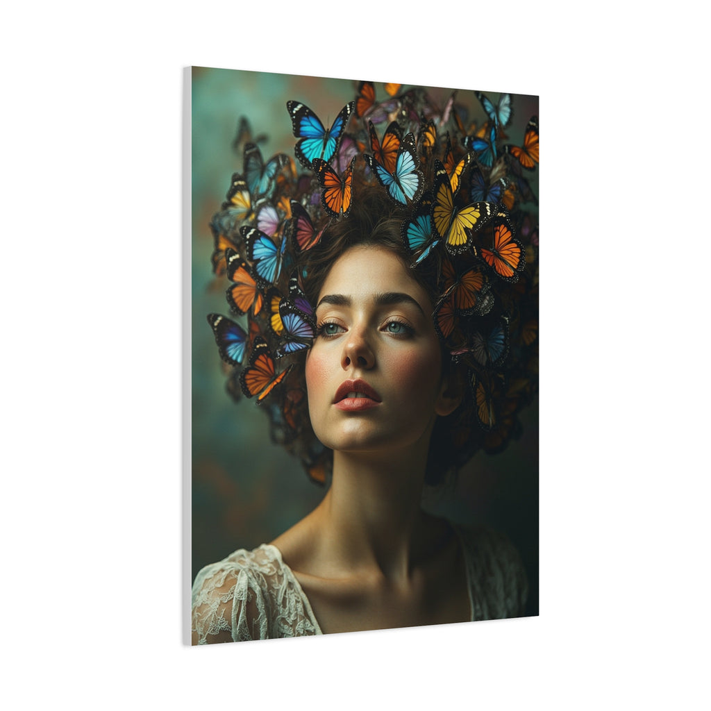 Stretched Canvas, Butterfly Hair Wall Art, Butterfly Lover Gift, Matte Canvas Print, Butterfly Decor, Nature Artwork