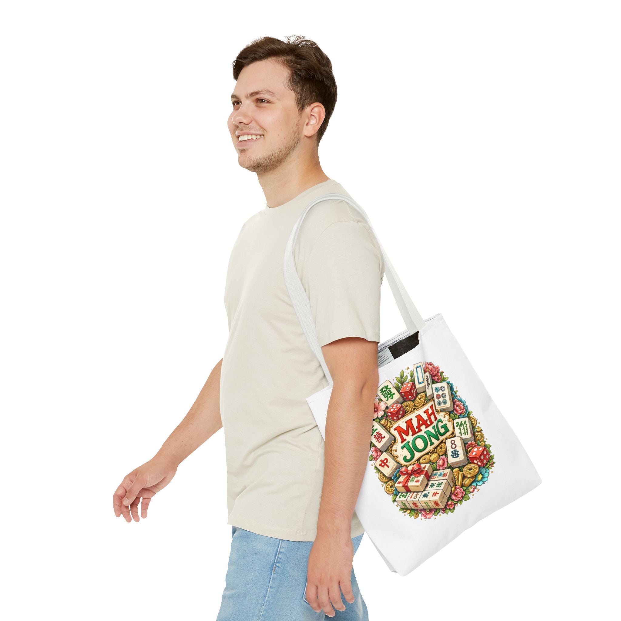 White Mahjong Tiles Tote Bag | All-Over Print Tote