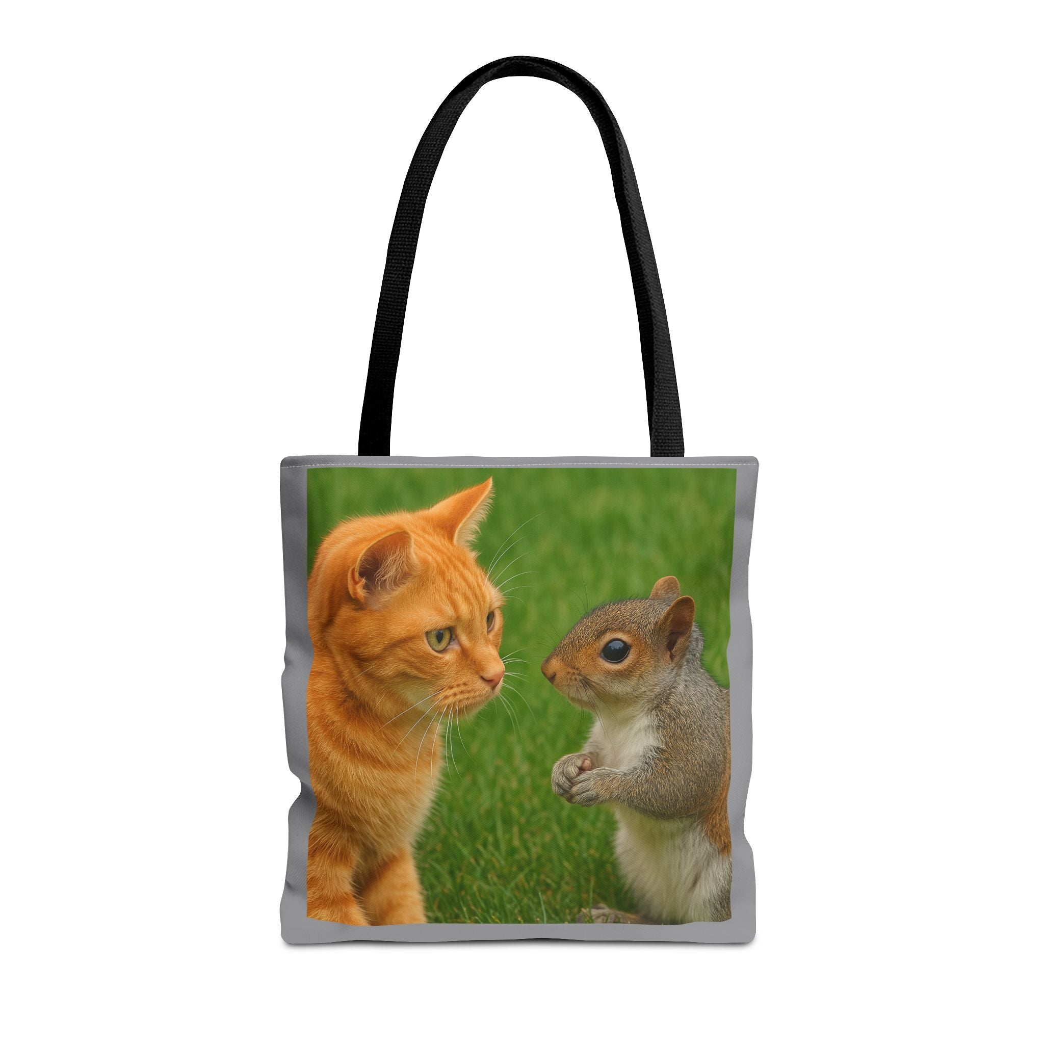 Cat and Squirrel 2 Tote Bag - Cute Animal Print Shopping Bag, Eco-Friendly Reusable Grocery Bag, Gift for Animal Lovers, Nature Tote,