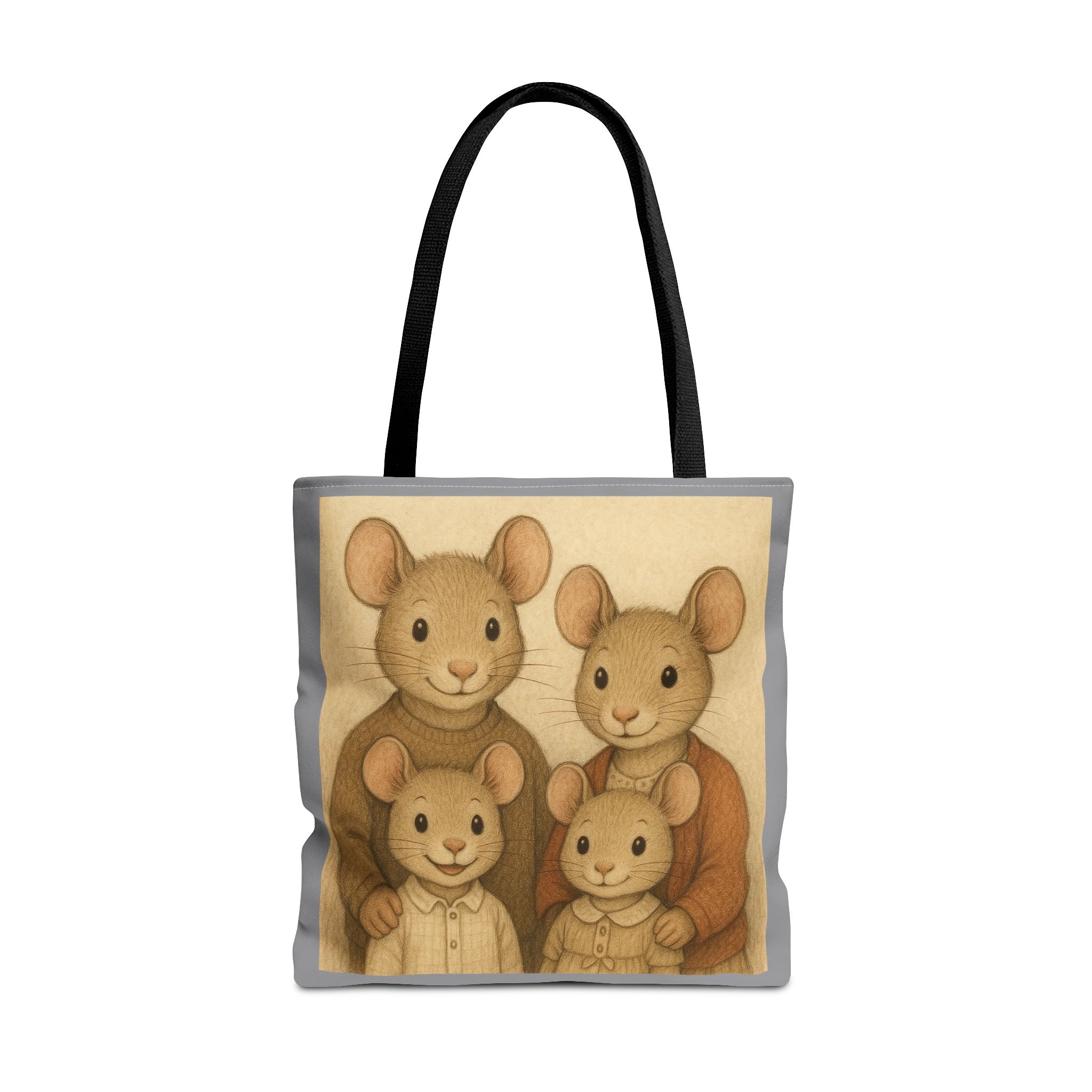 Tote Bag - Mouse Family, Cute Animal Print, Carry-All Shoulder Bag, Reusable Shopping Tote, Gift for Animal Lovers