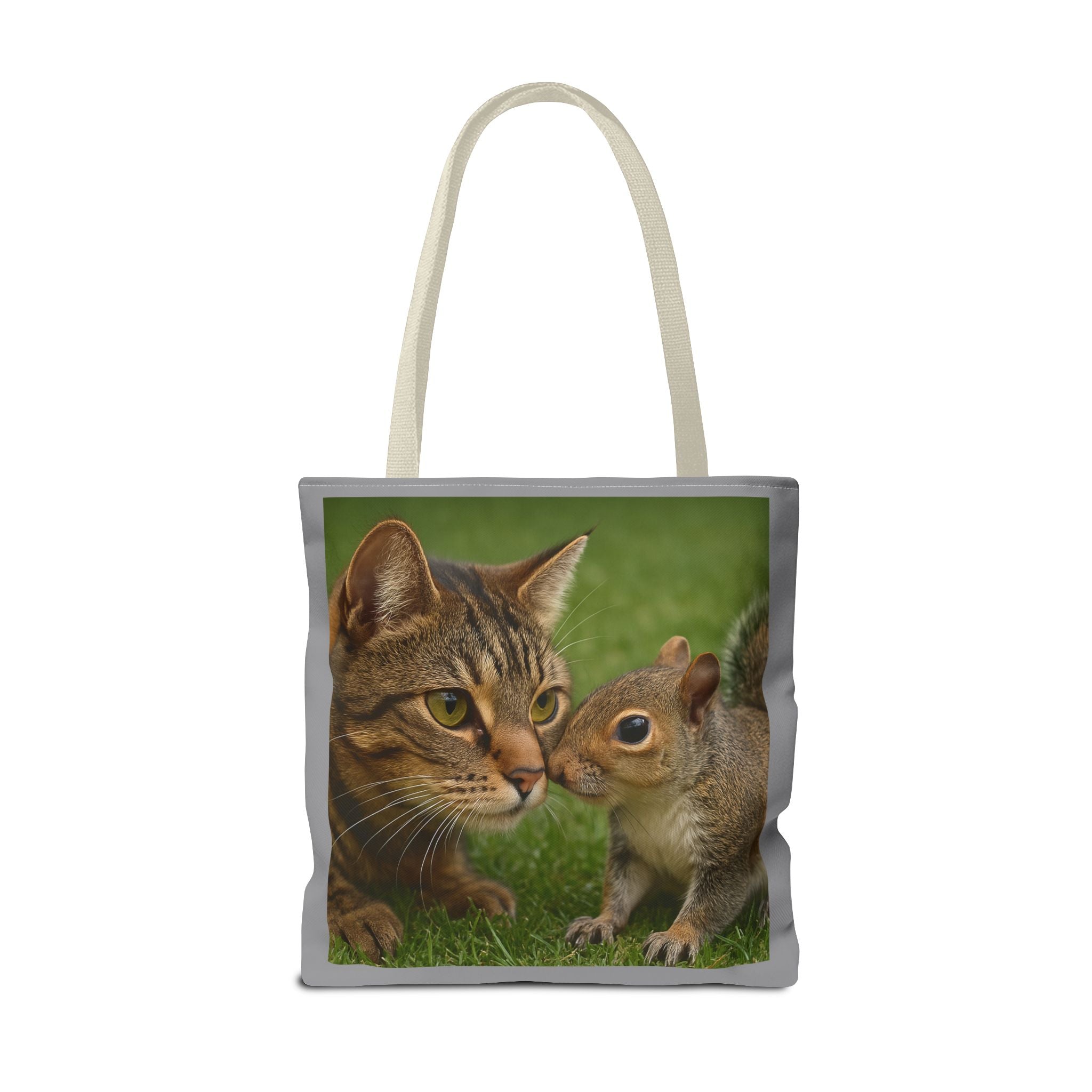 Squirrel and Cat Tote Bag - Cute Animal Print Shopping Bag, Eco-Friendly Reusable Grocery Bag, Gift for Animal Lovers, Nature Tote,