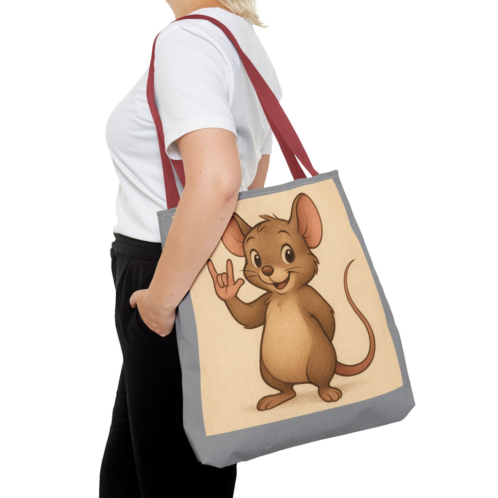 Tote Bag - Mouse I Love You, Cute Animal Print, Carry-All Shoulder Bag, Reusable Shopping Tote, Gift for Animal Lovers, Eco-Friendly Grocery