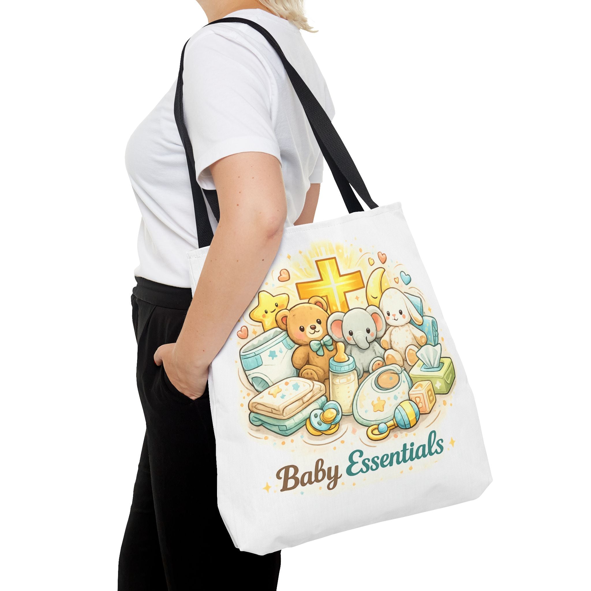 Baby Essentials White Tote Bag | All-Over Print Tote