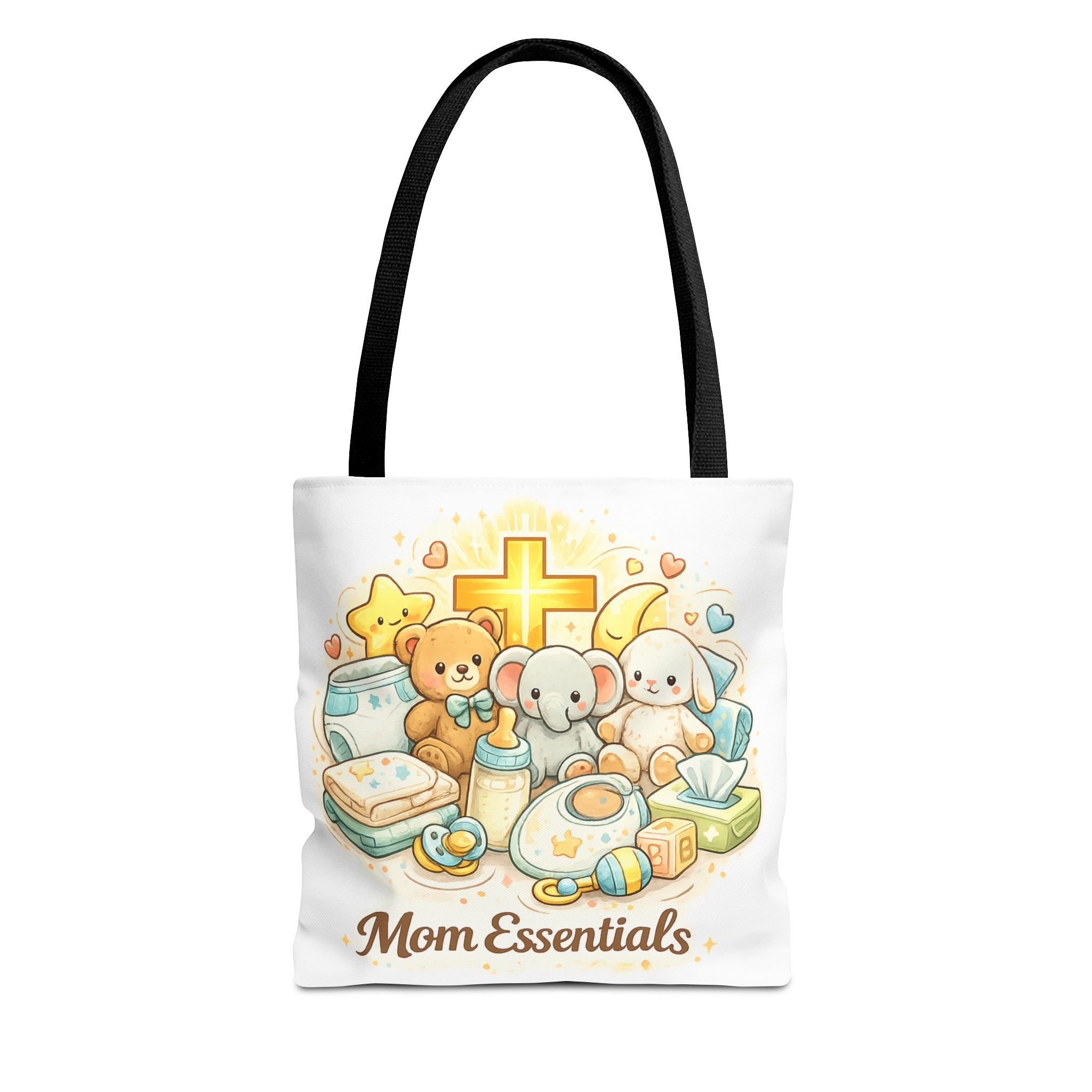 Mom Essentials White Tote Bag | All-Over Print Tote
