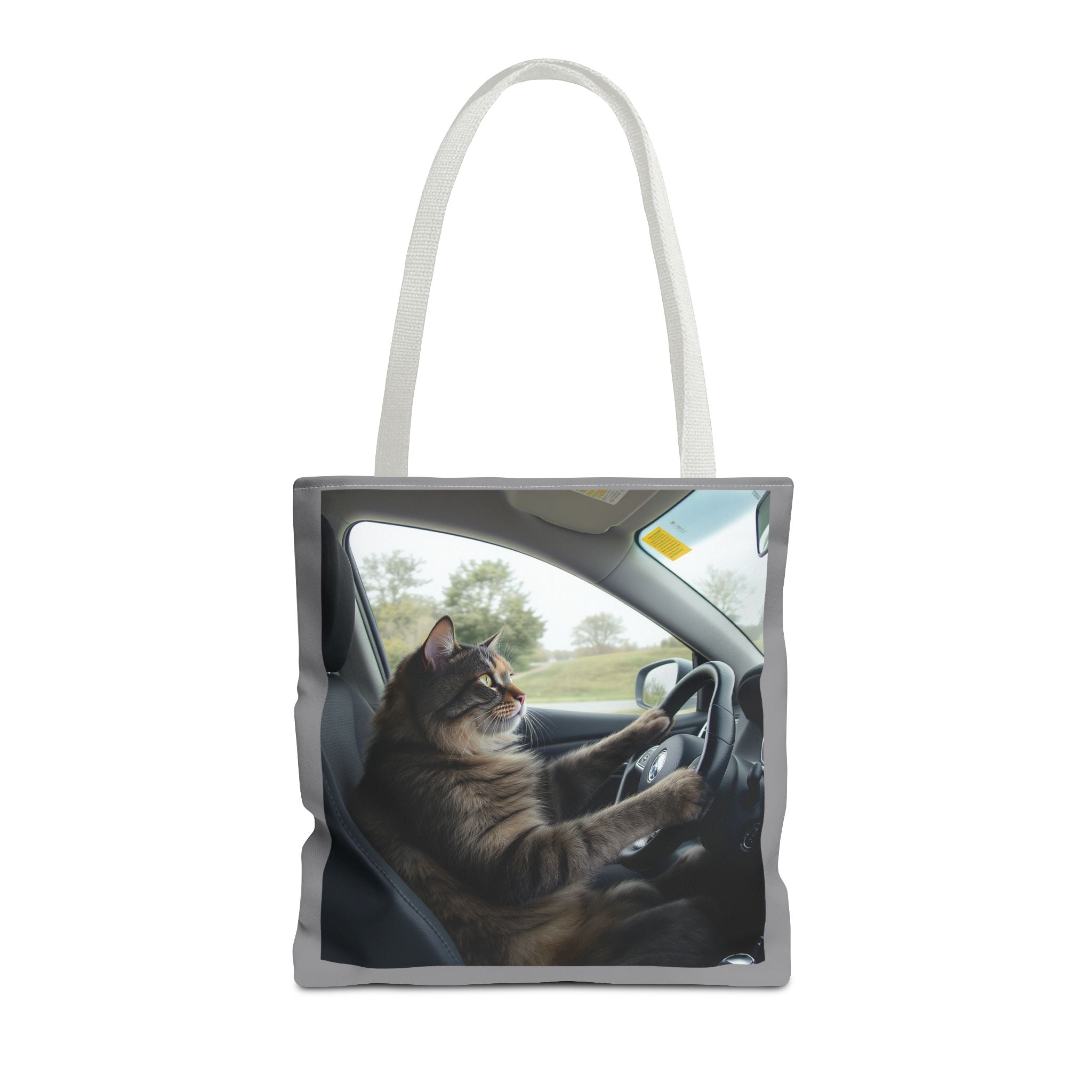 Cat in Car 2 Tote Bag, Cat Lover Gift, Animal Print Grocery Bag, Cute Kitten Shoulder Bag, Cat Lady Purse