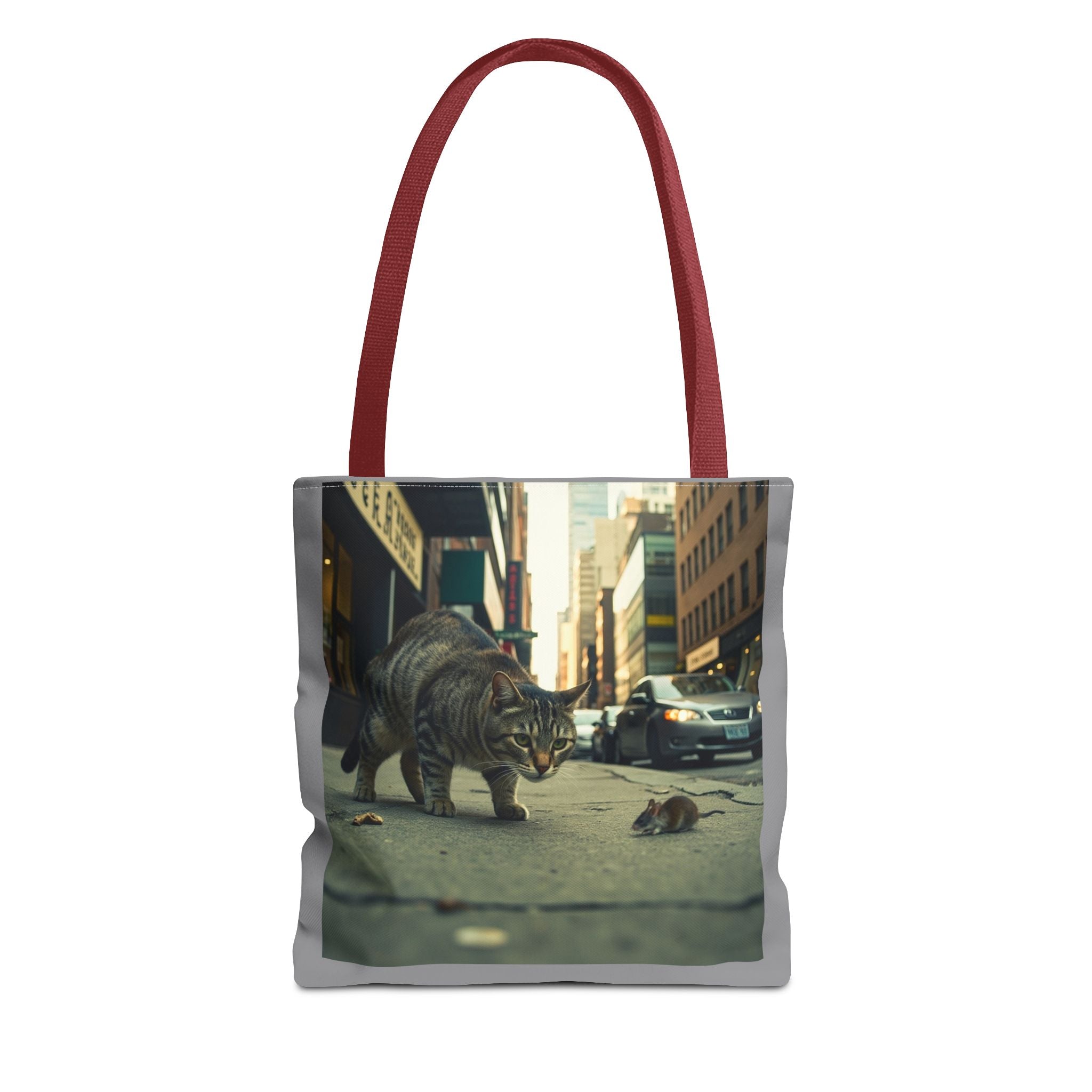 Cat and Mouse Tote Bag, Kitty Tote, Animal Print Bag, Cute Carryall, Canvas Shoulder Bag, Cat Lover Gift