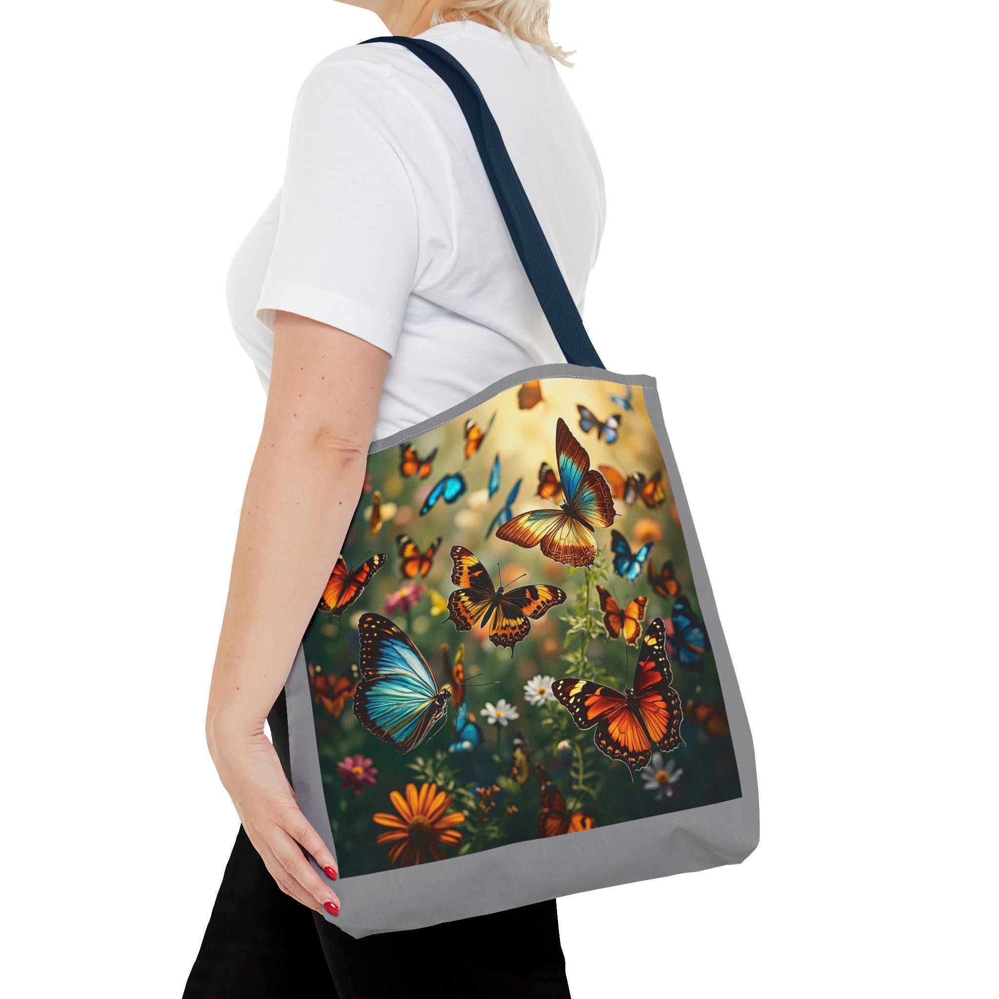 Butterfly Swam 2 Tote Bag - Floral Nature Garden Shopping Bag, Reusable Canvas Handbag, Eco-Friendly Market Tote, Gift for Her, Spring