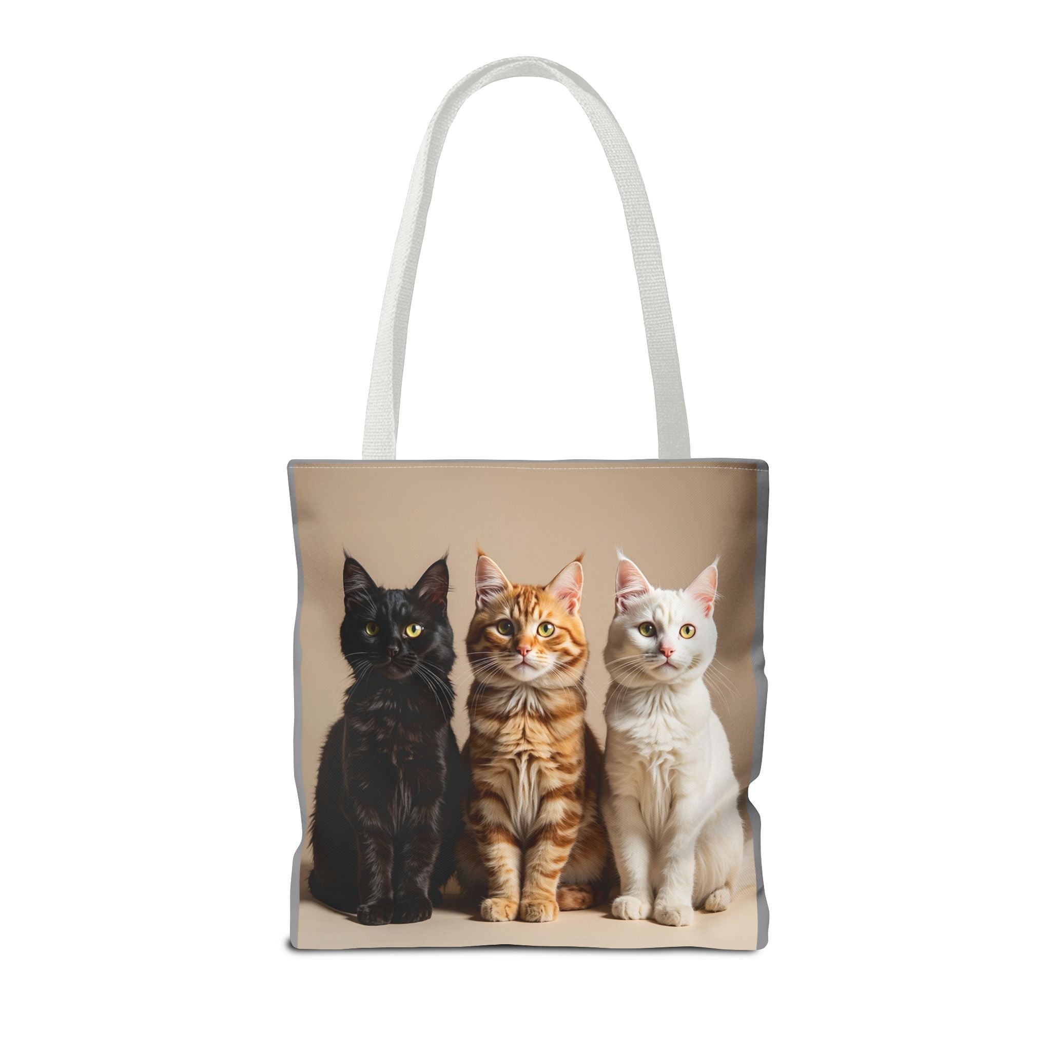 Tote Bag - Three Sitting Cats, Carry-All Shoulder Bag, Reusable Shopping Tote, Gift for Animal Lovers