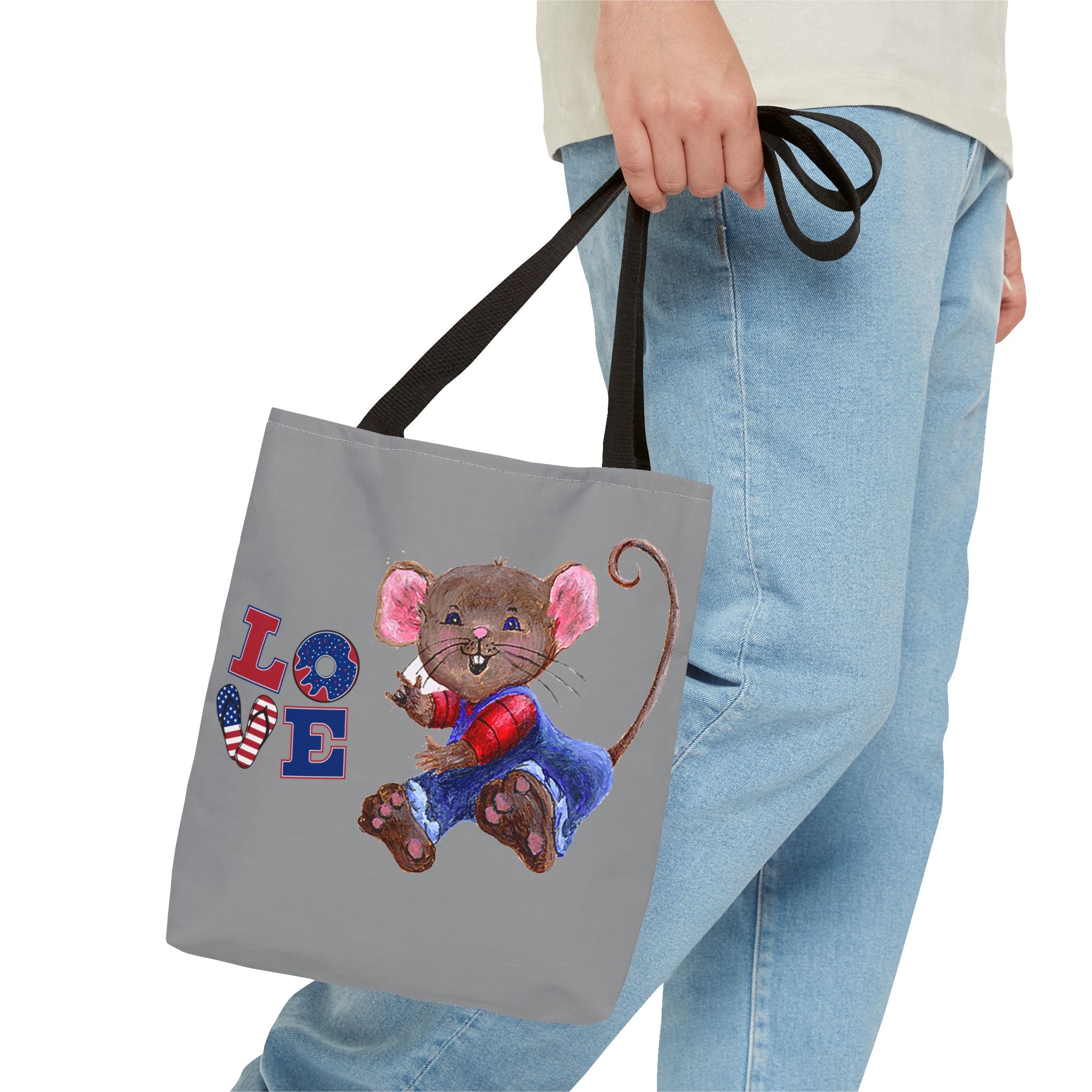 I Love You Mouse Patriotic LOVE Tote Bag | Mouse 2 | All-Over Print
