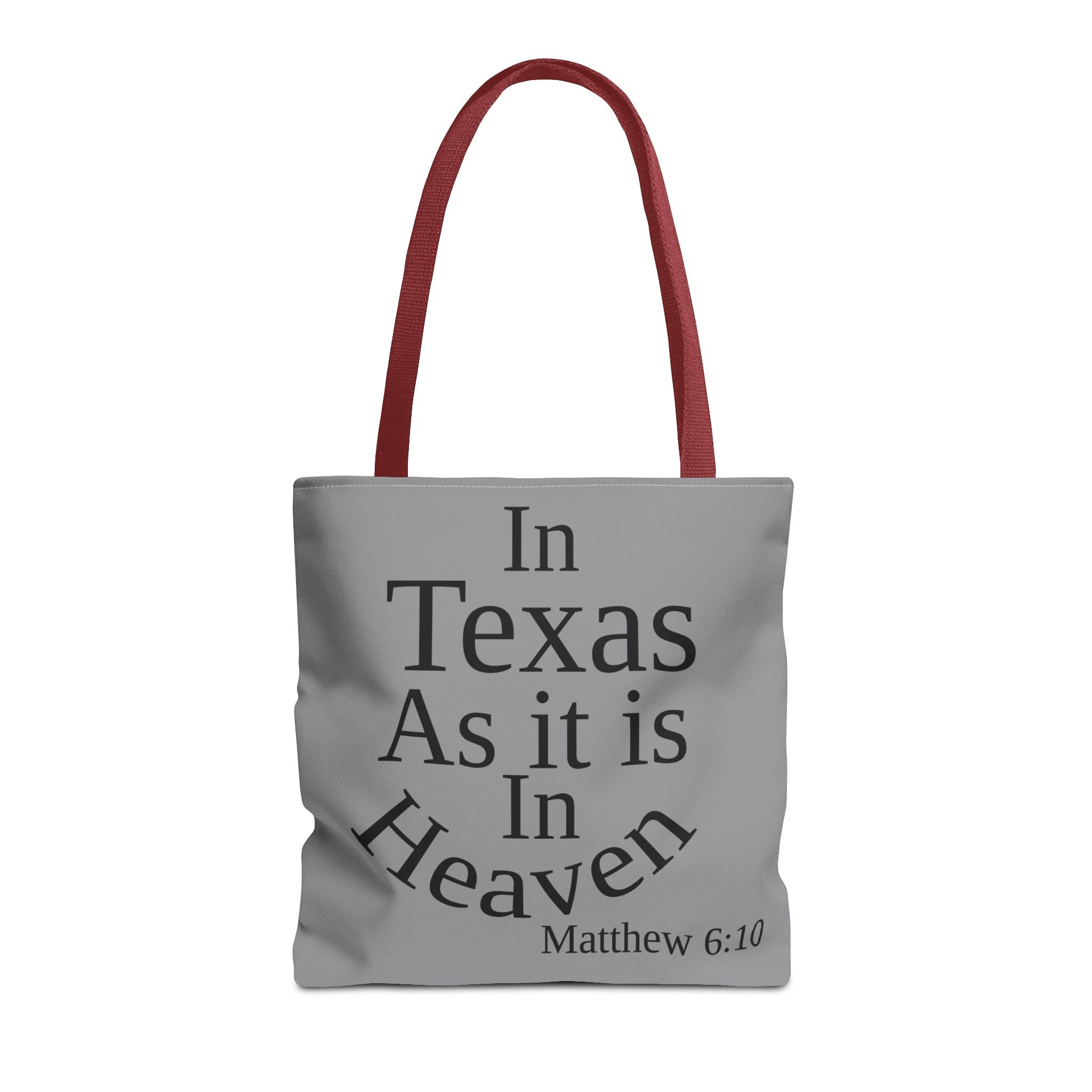 Personalized Grey Matthew 6:10 Bible Verse Tote Bag, City Or State | Market Grocery Book Craft Festival Outing, Lightweight Sturdy Polyester