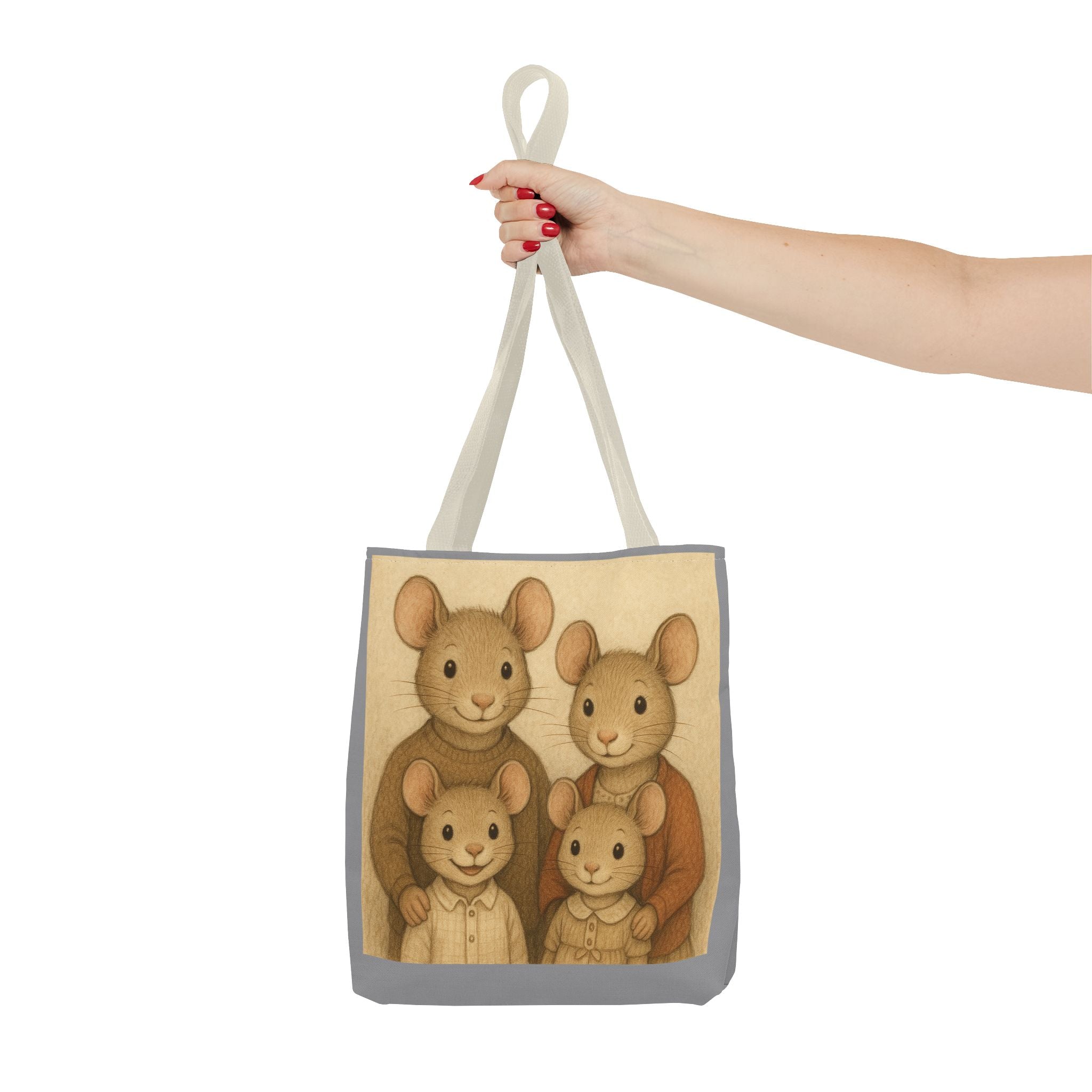 Tote Bag - Mouse Family, Cute Animal Print, Carry-All Shoulder Bag, Reusable Shopping Tote, Gift for Animal Lovers