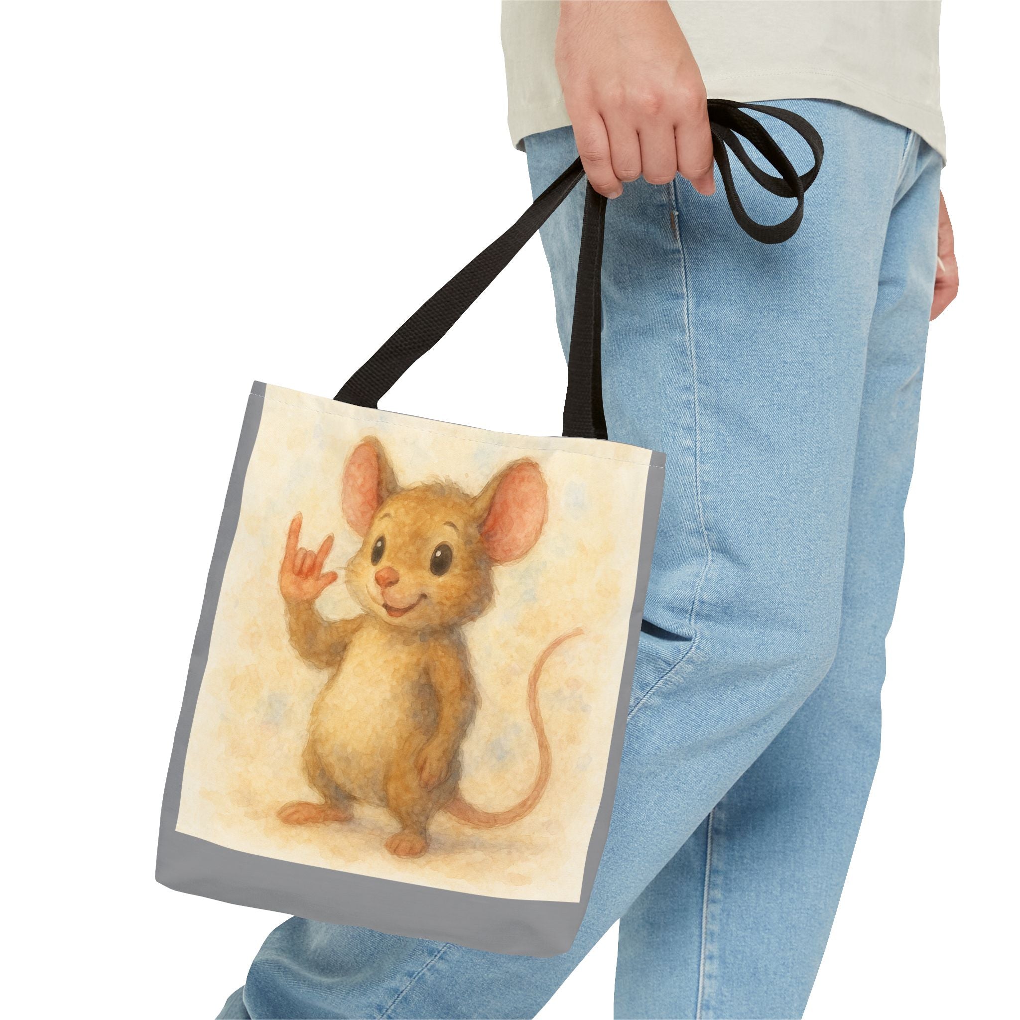 Tote Bag - Mouse 3 I Love You, Cute Animal Print, Carry-All Shoulder Bag, Reusable Shopping Tote, Gift for Animal Lovers