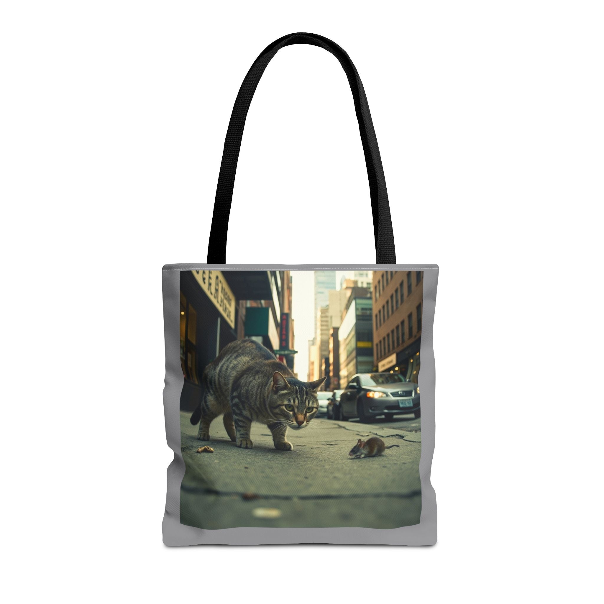 Cat and Mouse Tote Bag, Kitty Tote, Animal Print Bag, Cute Carryall, Canvas Shoulder Bag, Cat Lover Gift