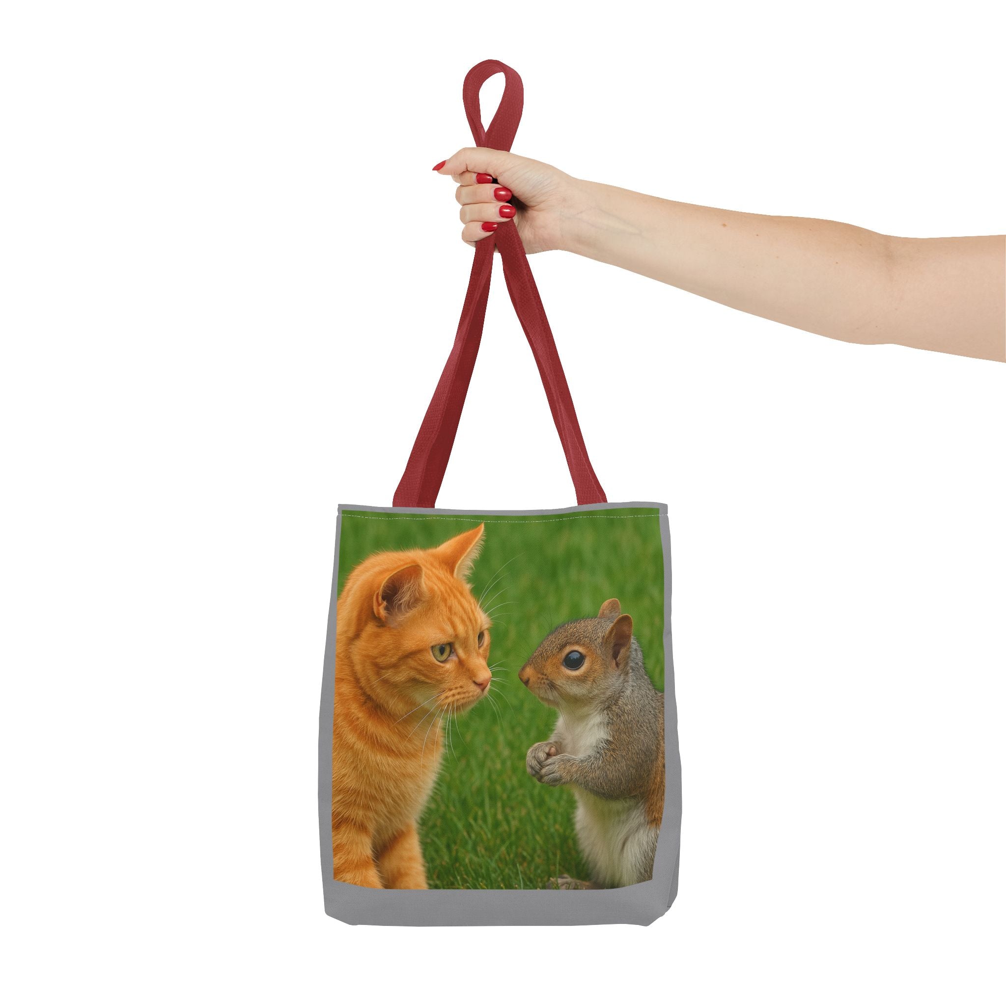 Cat and Squirrel 2 Tote Bag - Cute Animal Print Shopping Bag, Eco-Friendly Reusable Grocery Bag, Gift for Animal Lovers, Nature Tote,