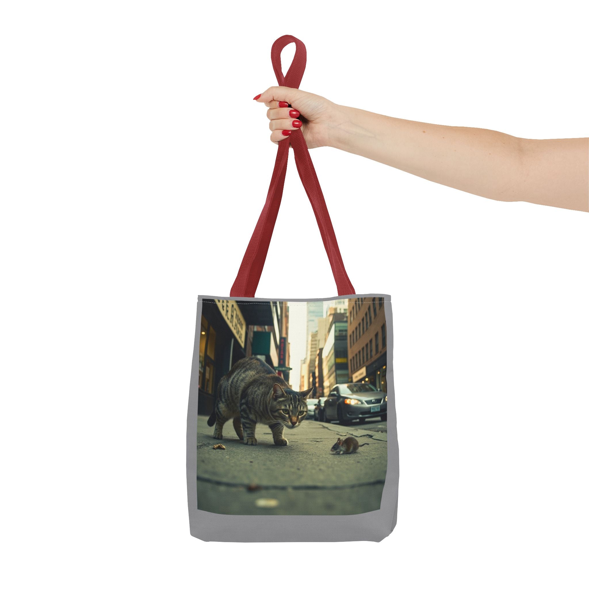 Cat and Mouse Tote Bag, Kitty Tote, Animal Print Bag, Cute Carryall, Canvas Shoulder Bag, Cat Lover Gift