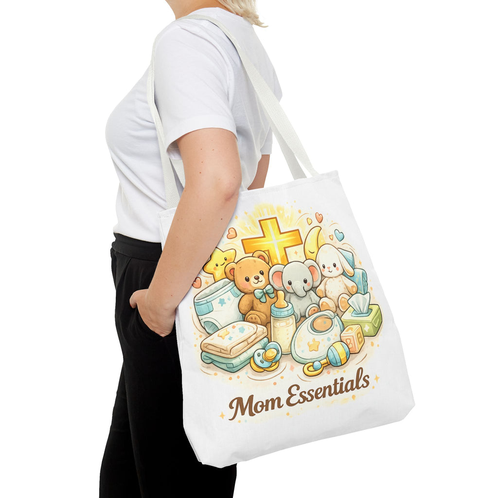Mom Essentials White Tote Bag | All-Over Print Tote