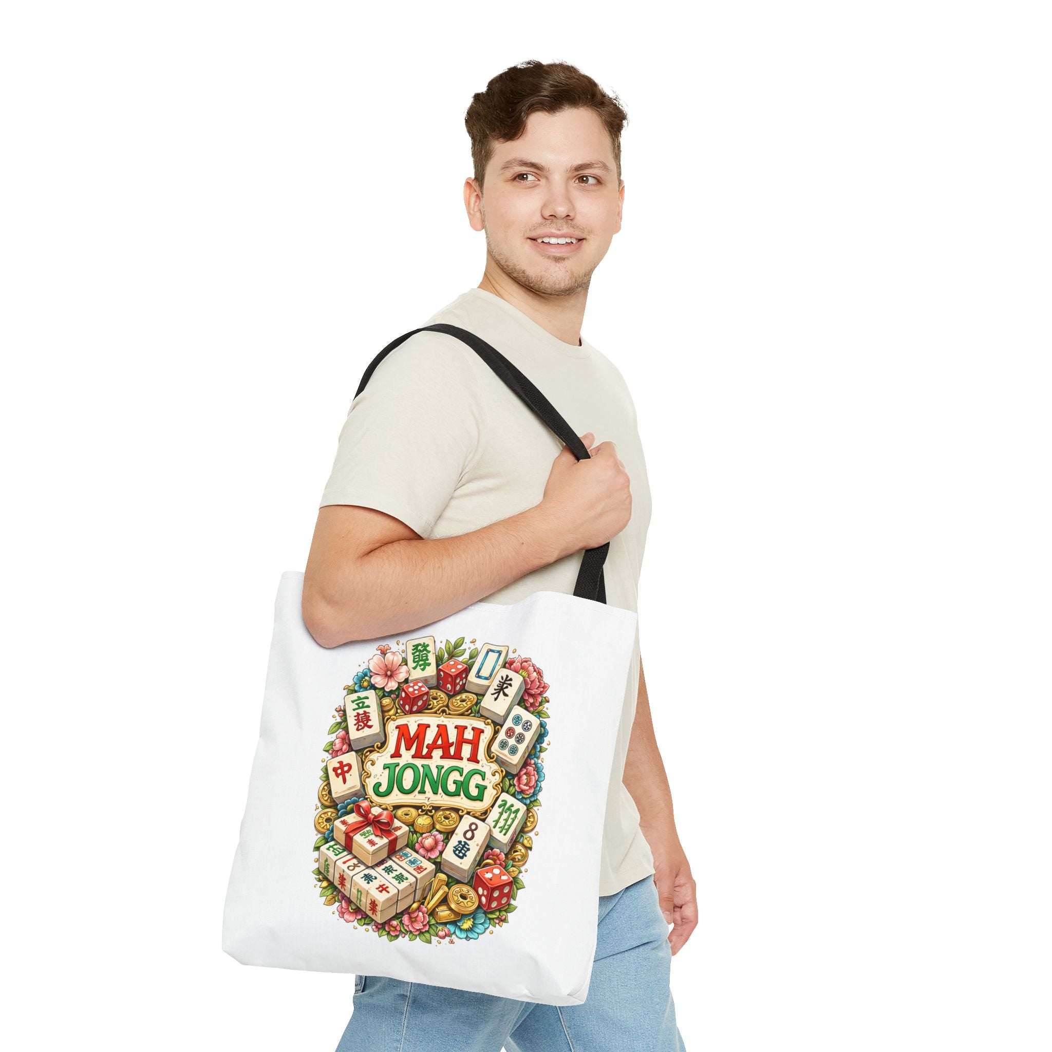 White American Mahjongg Tiles Tote Bag | All-Over Print Tote