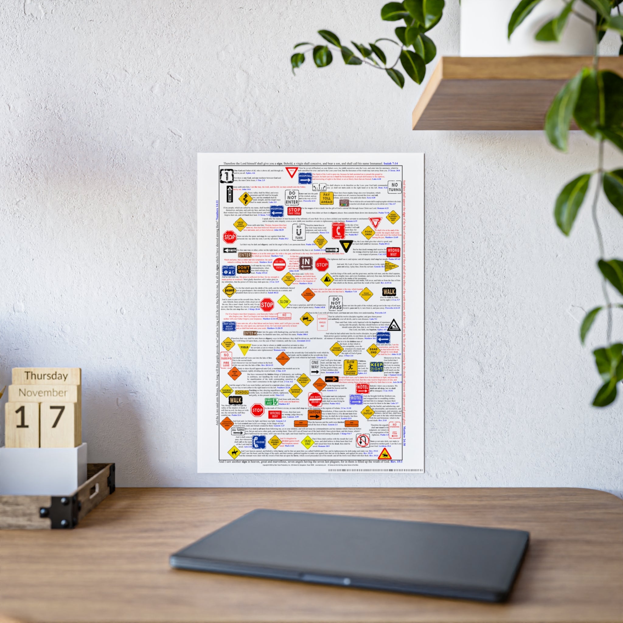 Road Signs of the Bible | 16.5"x23.4" | Traffic Signs with Related Bible Verse | Wall Art