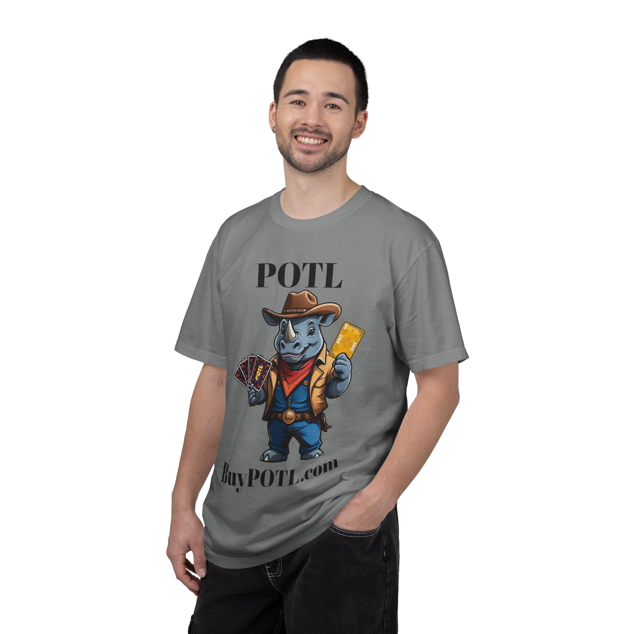 Cowboy Rhino POTL Mascot T-shirt | Board Game Character Tee