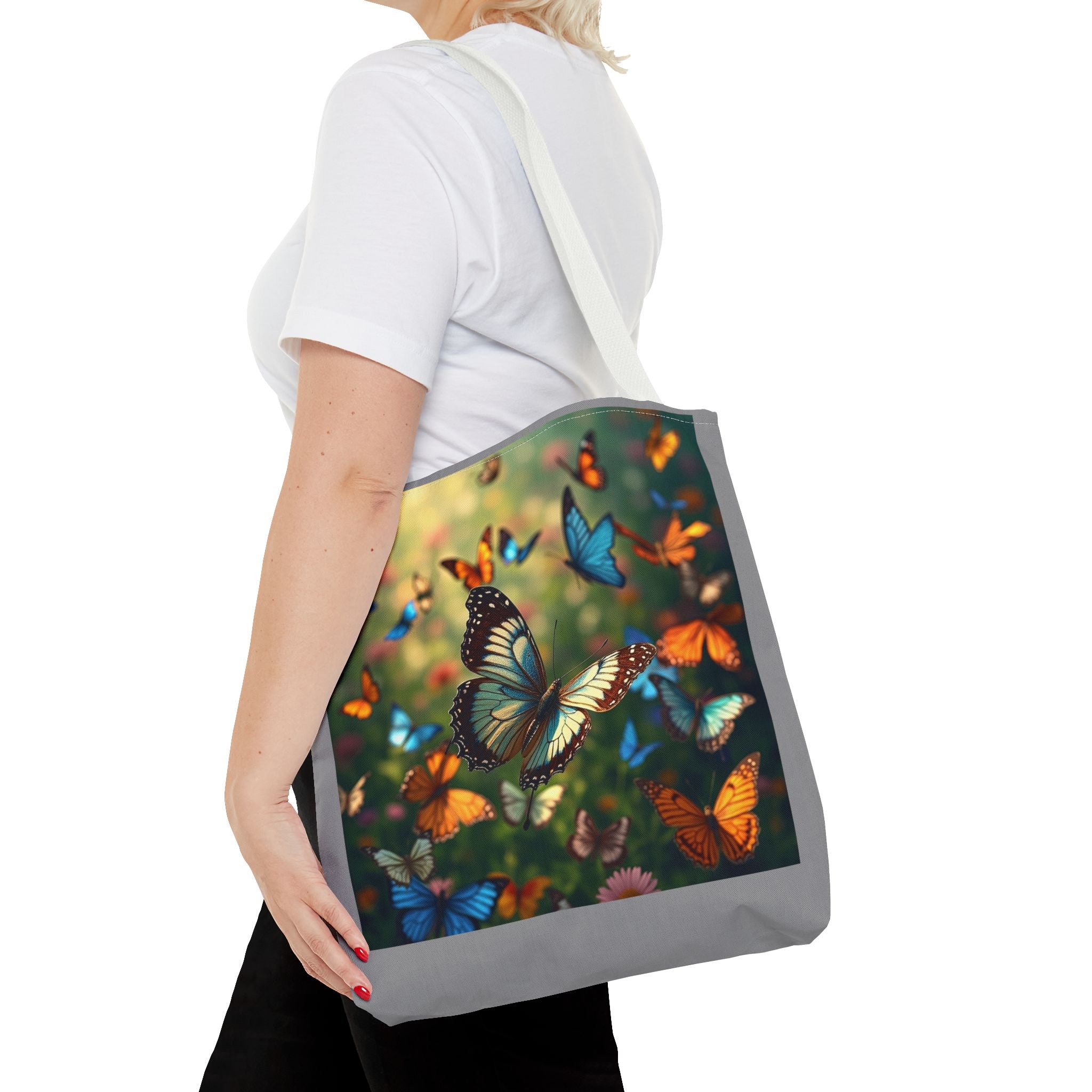 Butterfly Swam 1 Tote Bag - Floral Nature Garden Shopping Bag, Reusable Canvas Handbag, Eco-Friendly Market Tote, Gift for Her, Spring